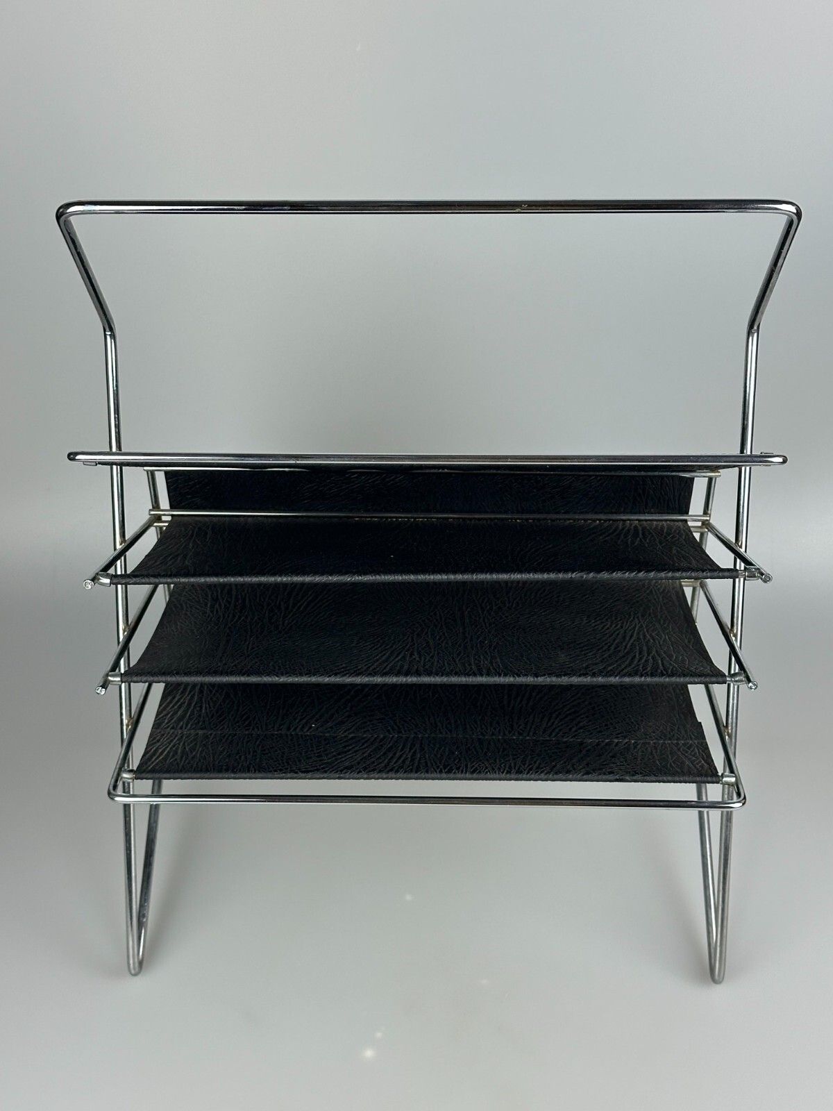 60s 70s Newspaper Holder Magazine Rack Metal Plastic Space Age photo 252.0