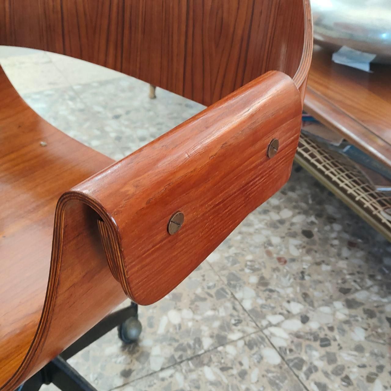 Mid Century Rare Bent Plywood Swivel Armchair By Carlo Ratti, Italy, 1950s photo Furniture