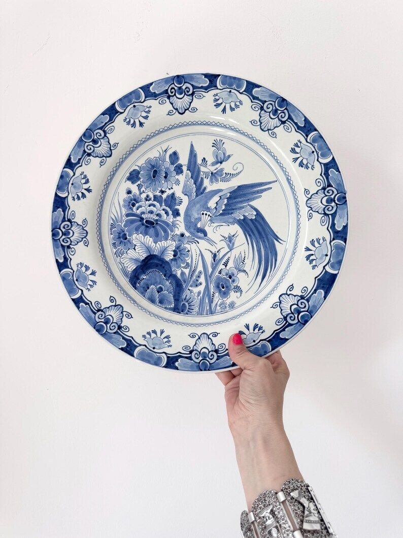 photo for sale Delft Bird Of Paradise Charger Plate, Wall Plate
