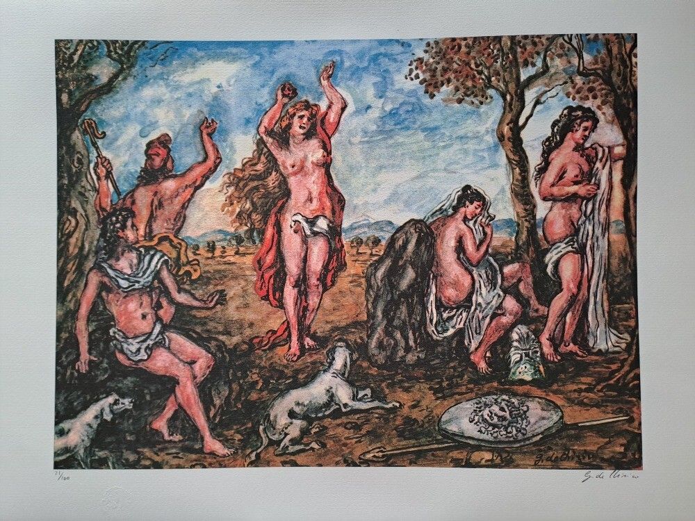Giorgio De Chirico Signed Iliad, Vestals And Warriors At Rest Certificate