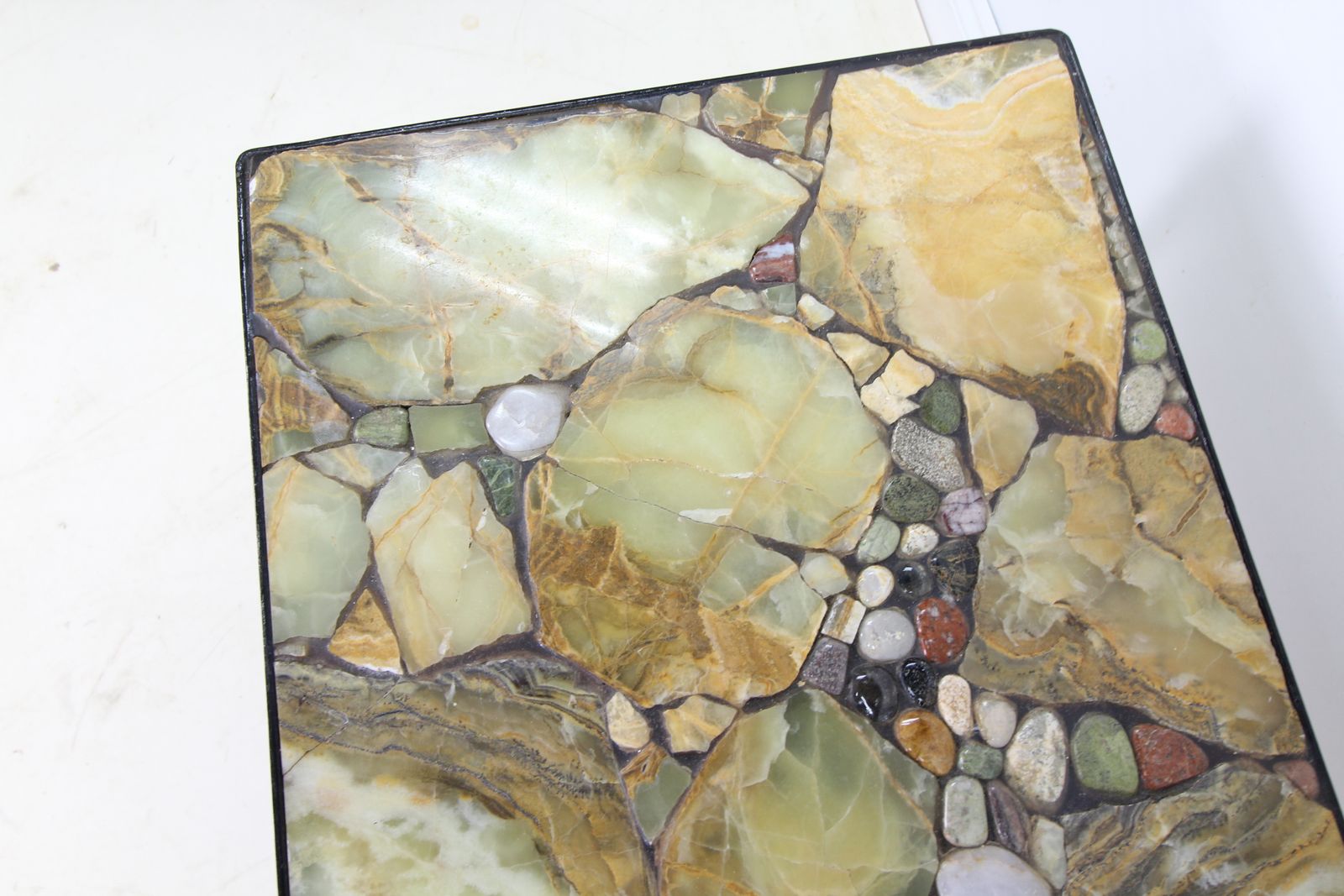 Attractive Stone Top Coffee Table On Metal Feet   Unusual photo Furniture