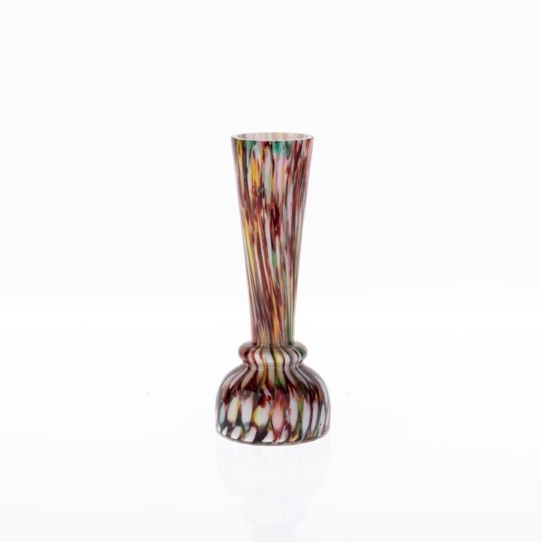 Antique Art Deco Bohemian Franz Welz Splatter Hand Blown Glass Harlequin Vase photo furniture