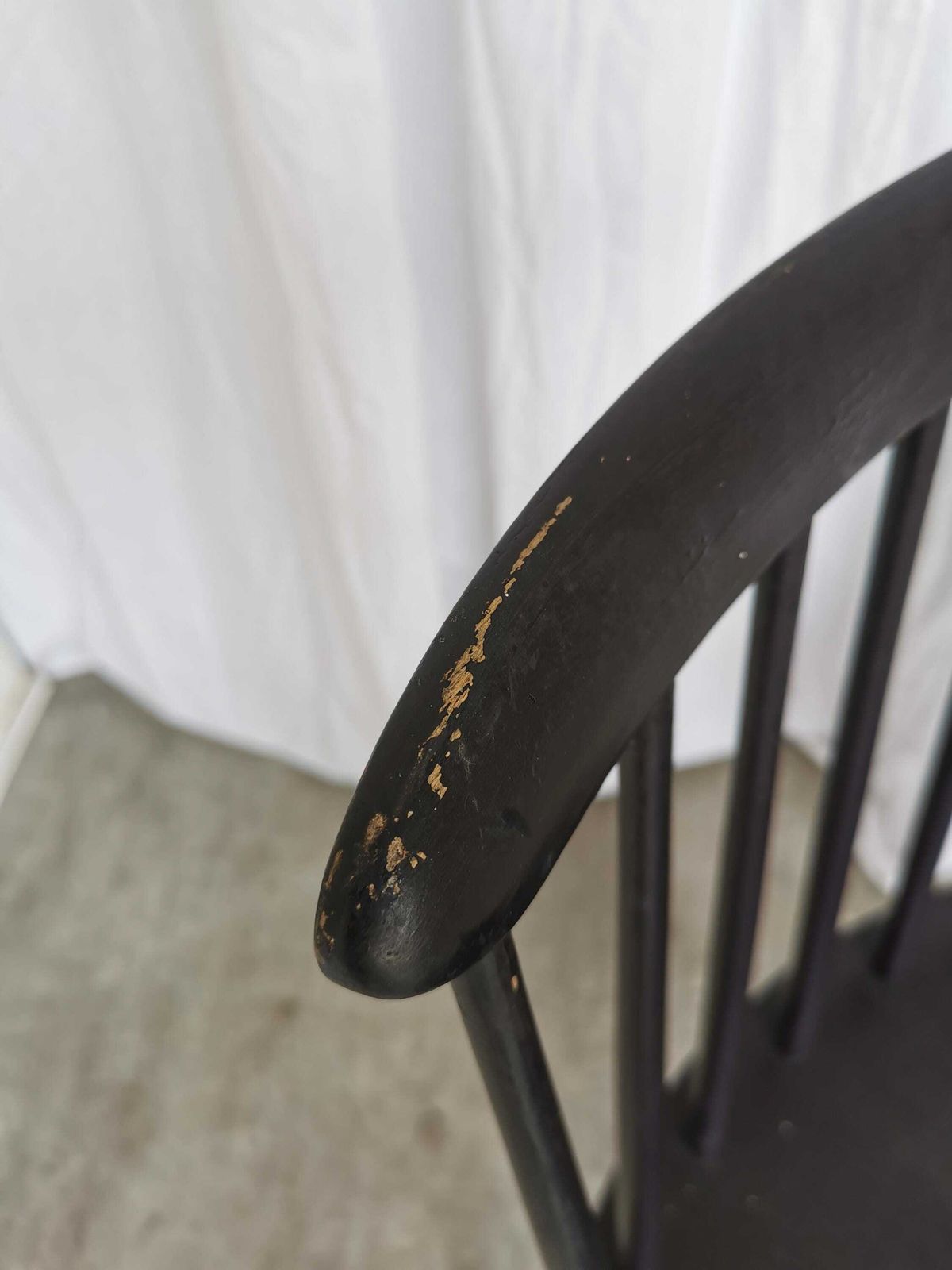 Vintage Wooden Black Dining Chair In Ilmari Tapiovaara Style / Stol Kamnik 1960s / Mid Century Black Dine Chair / Scandinavian Design photo Furniture