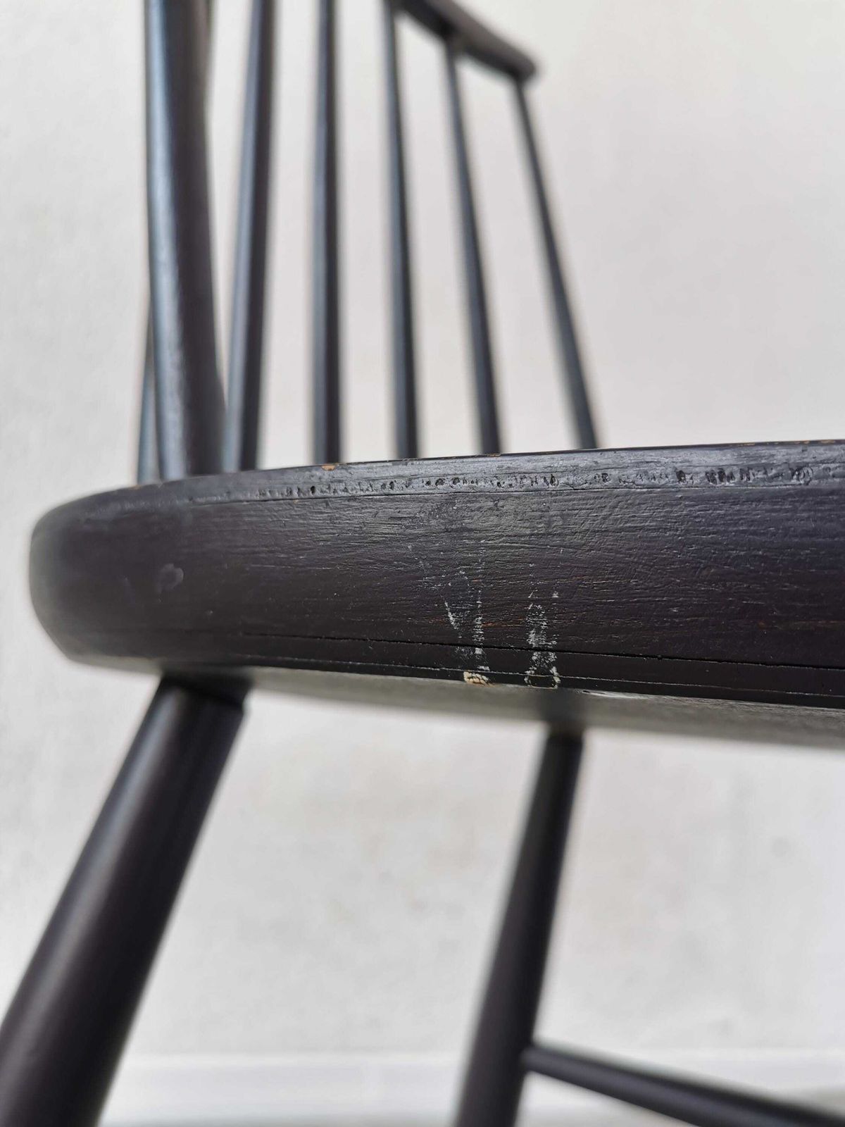 Vintage Wooden Black Dining Chair In Ilmari Tapiovaara Style / Stol Kamnik 1960s / Mid Century Black Dine Chair / Scandinavian Design photo vinterior