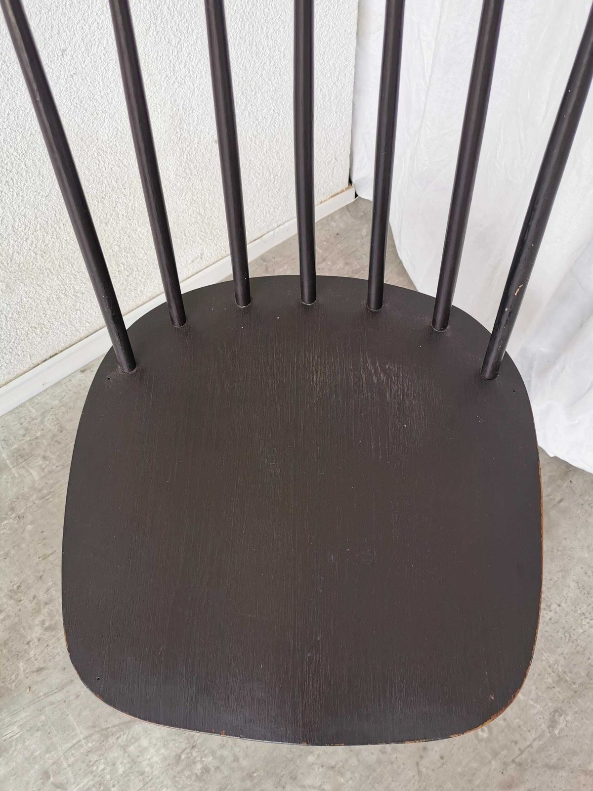 photo for sale Vintage Wooden Black Dining Chair In Ilmari Tapiovaara Style / Stol Kamnik 1960s / Mid Century Black Dine Chair / Scandinavian Design