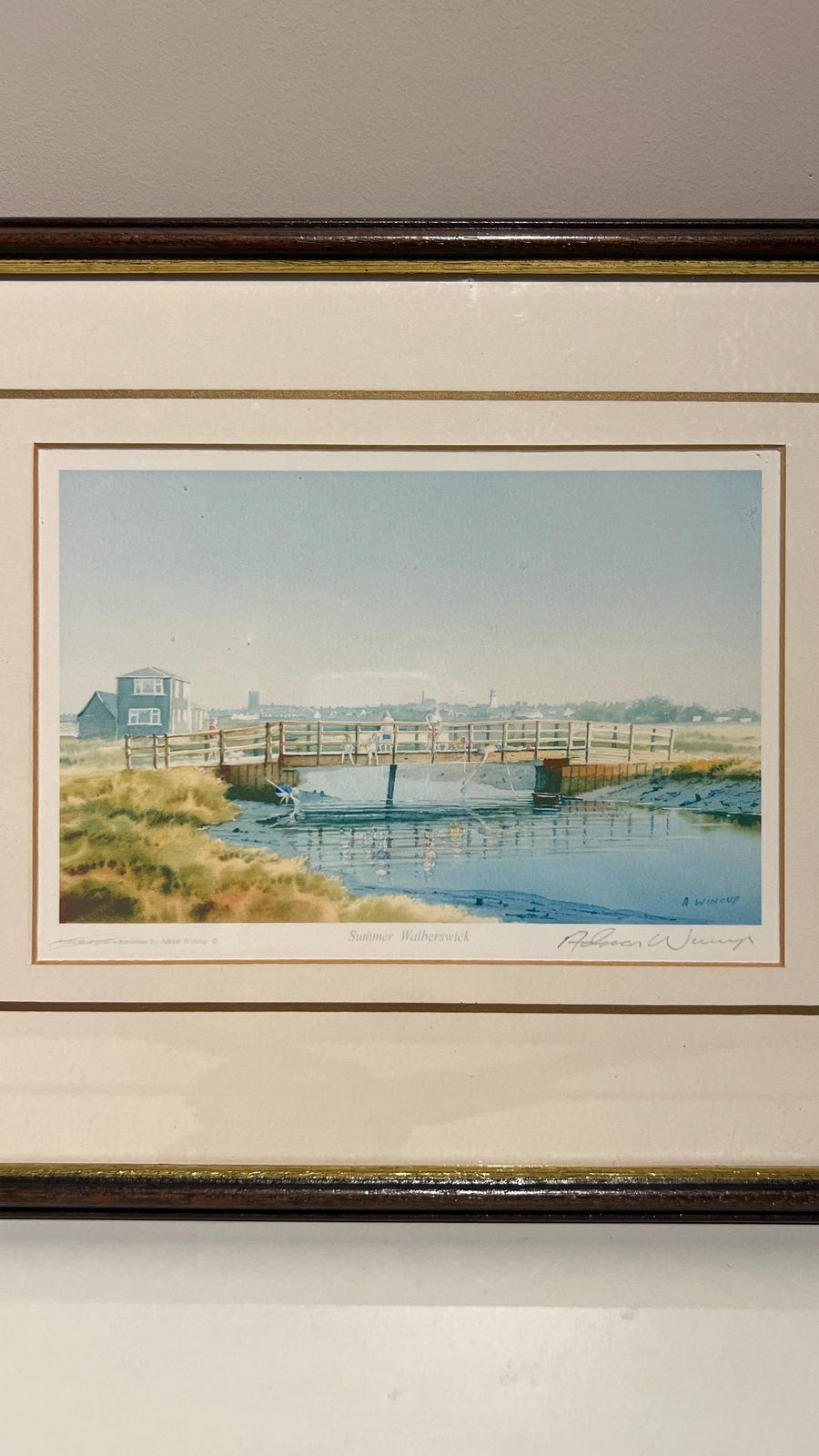 Signed Print “Summer Walberswick” By Adrian Wincup – Coastal Watercolour Scene photo for sale