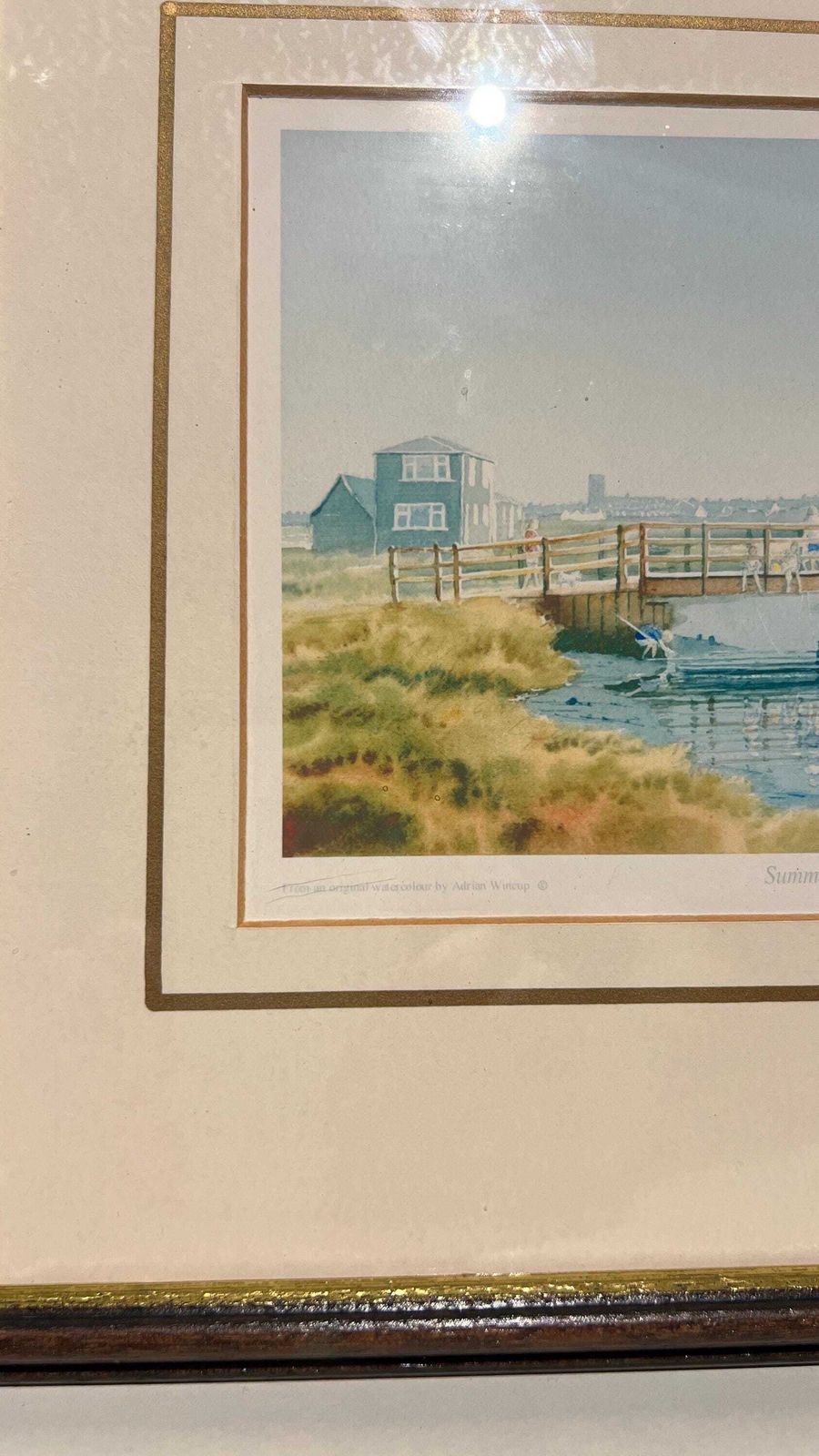 Signed Print “Summer Walberswick” By Adrian Wincup – Coastal Watercolour Scene photo vinterior