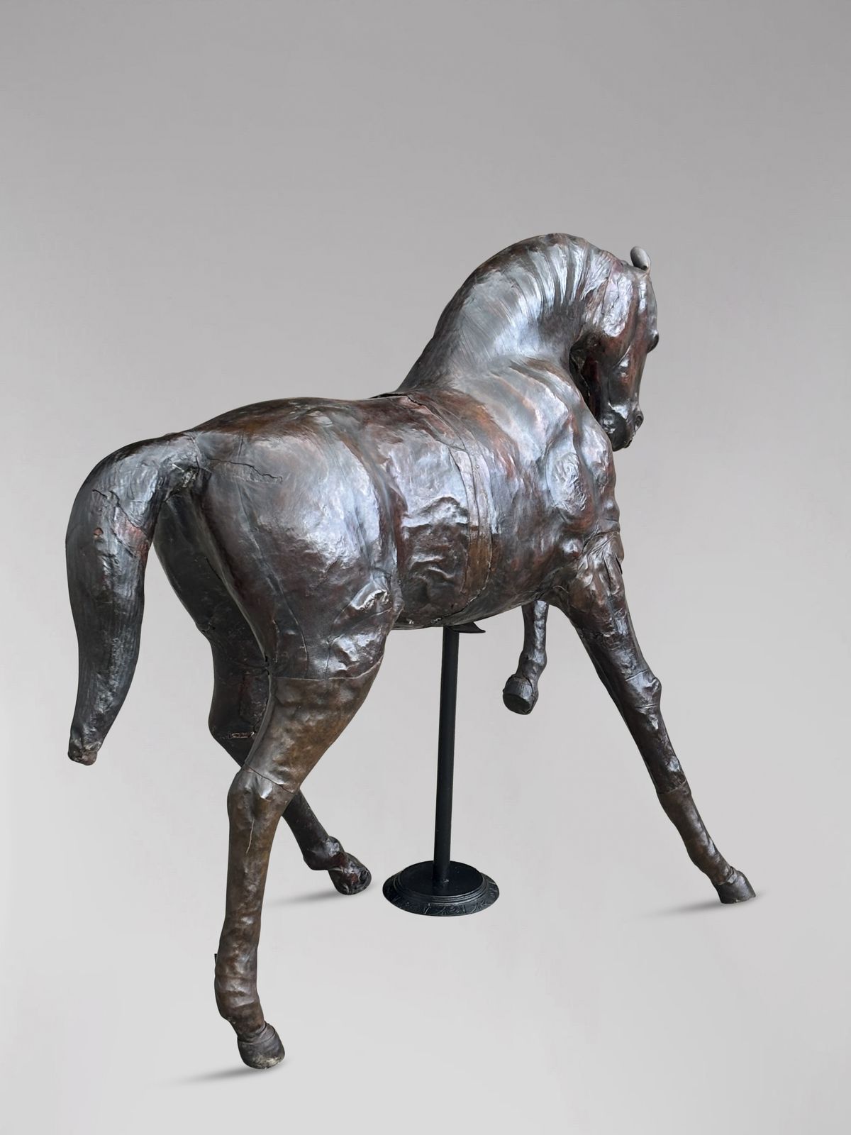photo furniture Large Leather Model Of A Horse Stamped By Liberty & Co London, C.1930