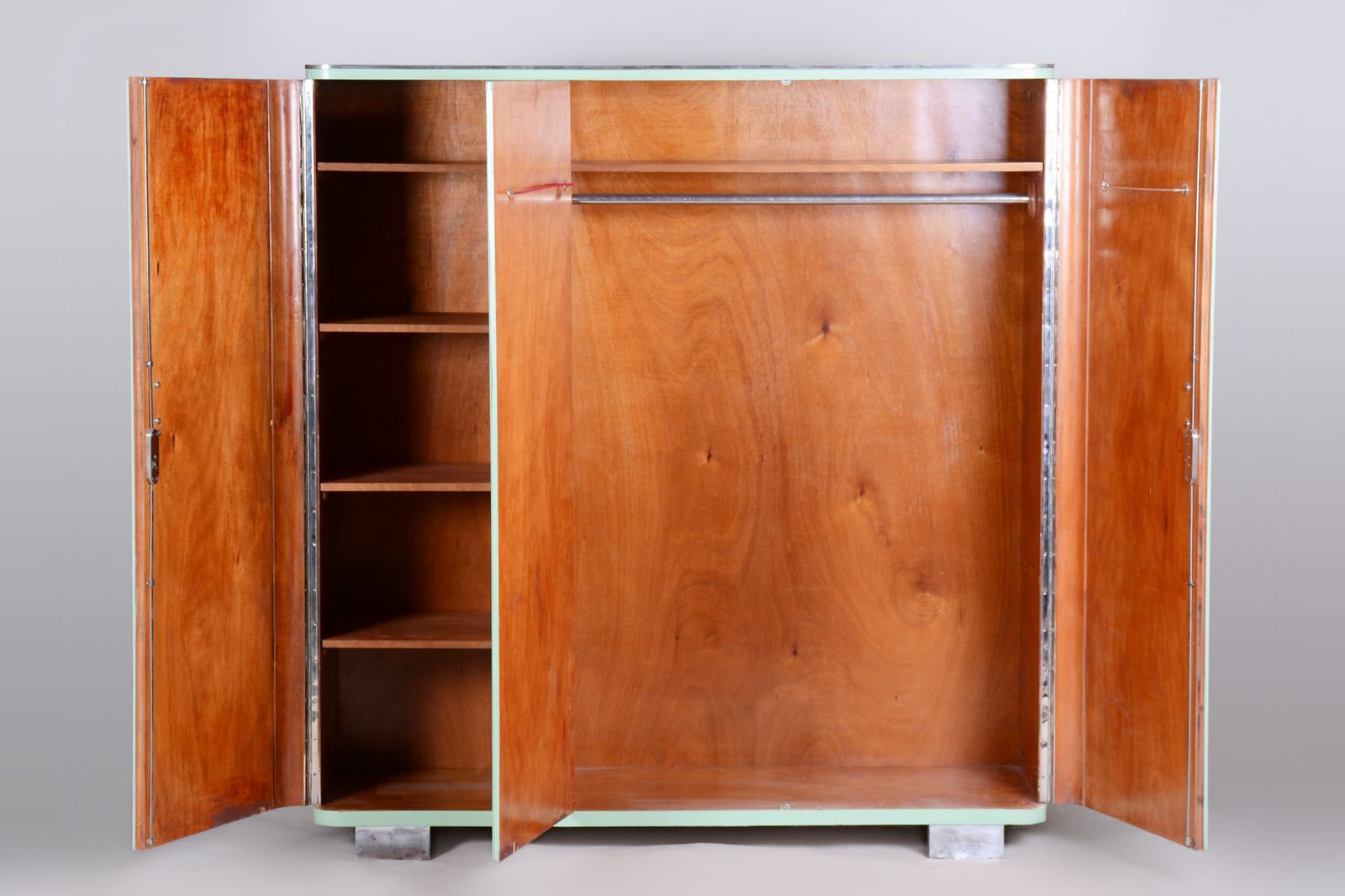 Restored Bauhaus Wardrobe, By Vichr A Spol., Original Paint, Czech, 1930s photo for sale