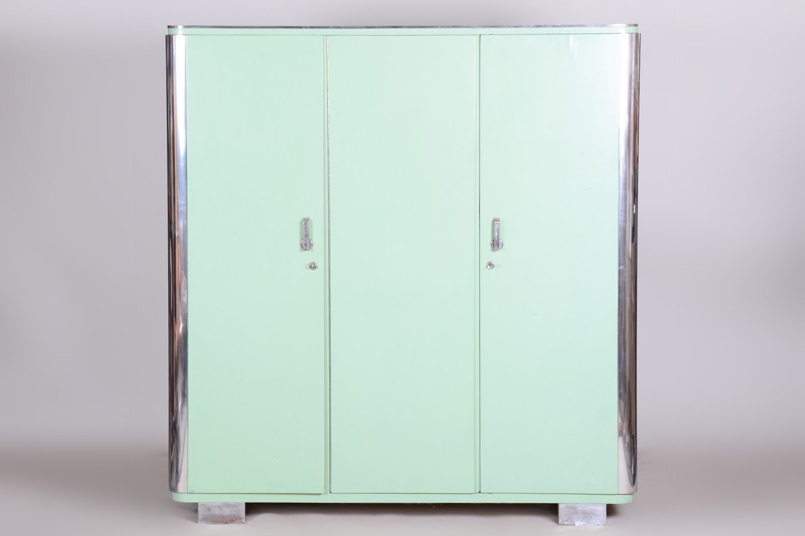 Restored Bauhaus Wardrobe, By Vichr A Spol., Original Paint, Czech, 1930s photo Furniture