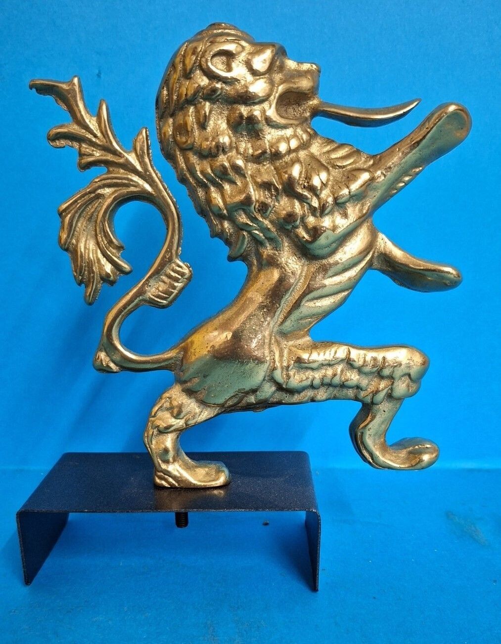 Rare Brescia Rampant Lion Emblem Mascot 1000 Mille Miglia Road Racing Gold Lion Mascot Italy photo furniture