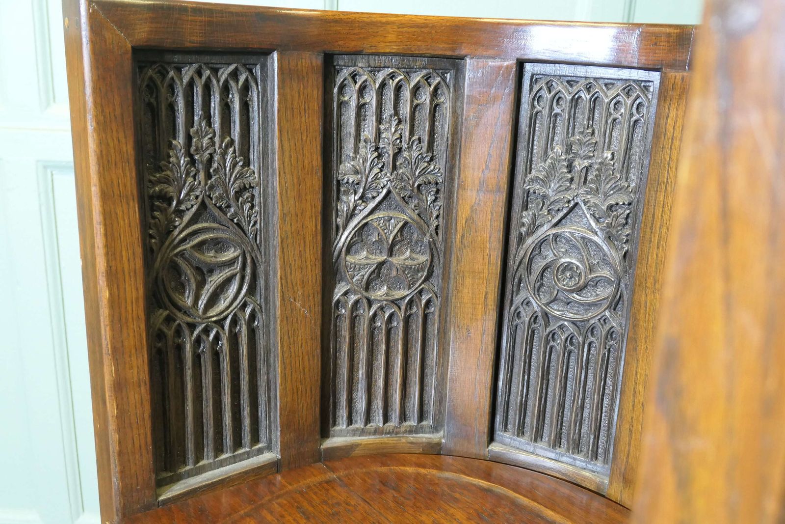 Arts And Crafts Carved Barrel Back Hall Or Library Chairs photo Furniture