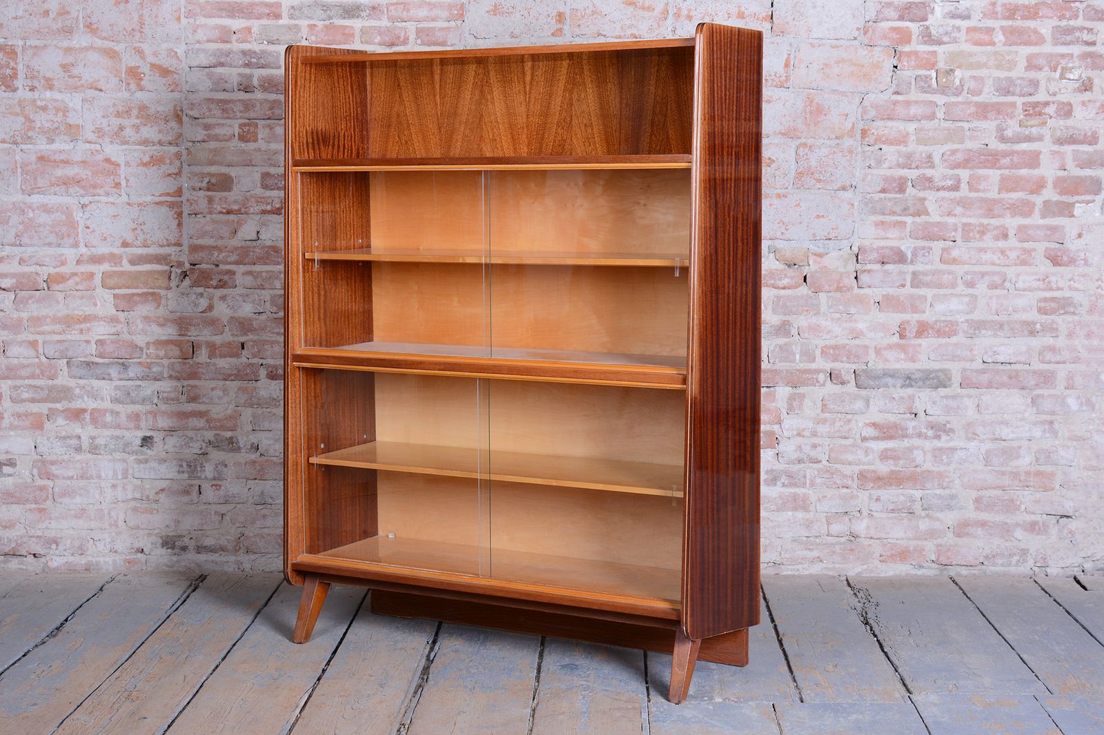 Original Mid Century Display Cabinet, By Nový Domov, Mahogany, Czech, 1950s photo for sale