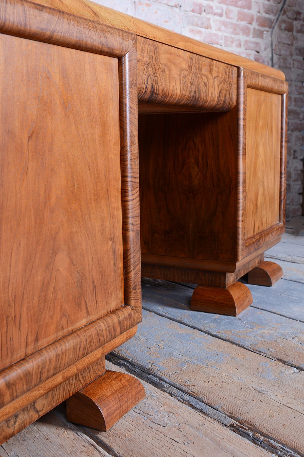 photo vinterior Restored Art Deco Writing Desk, Mahogany, Walnut, Revived Polish, Czech, 1920s