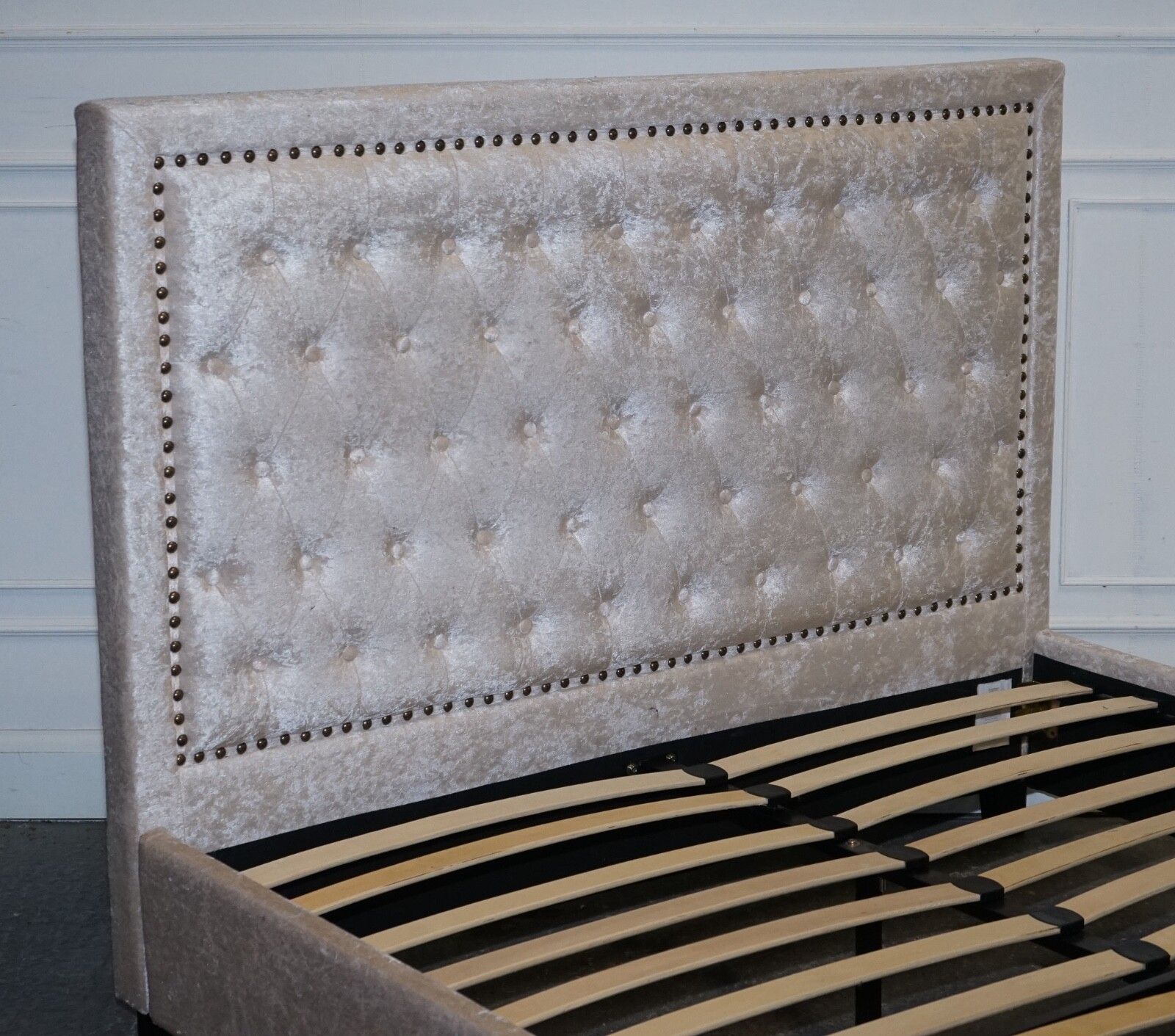 Beautiful Baby Pink Velvet Double Bed Frame photo Furniture