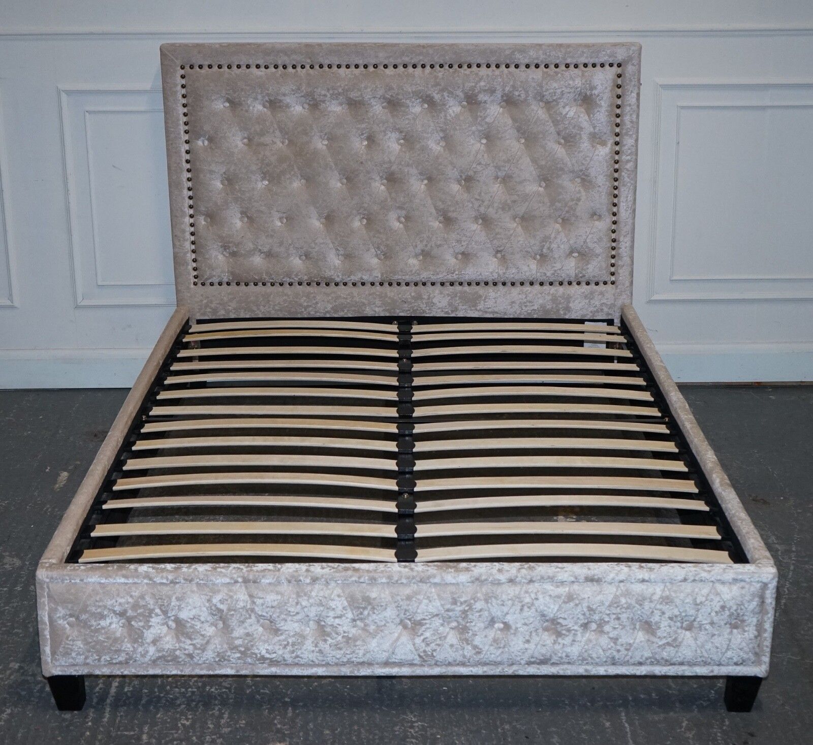 Beautiful Baby Pink Velvet Double Bed Frame photo 450.0