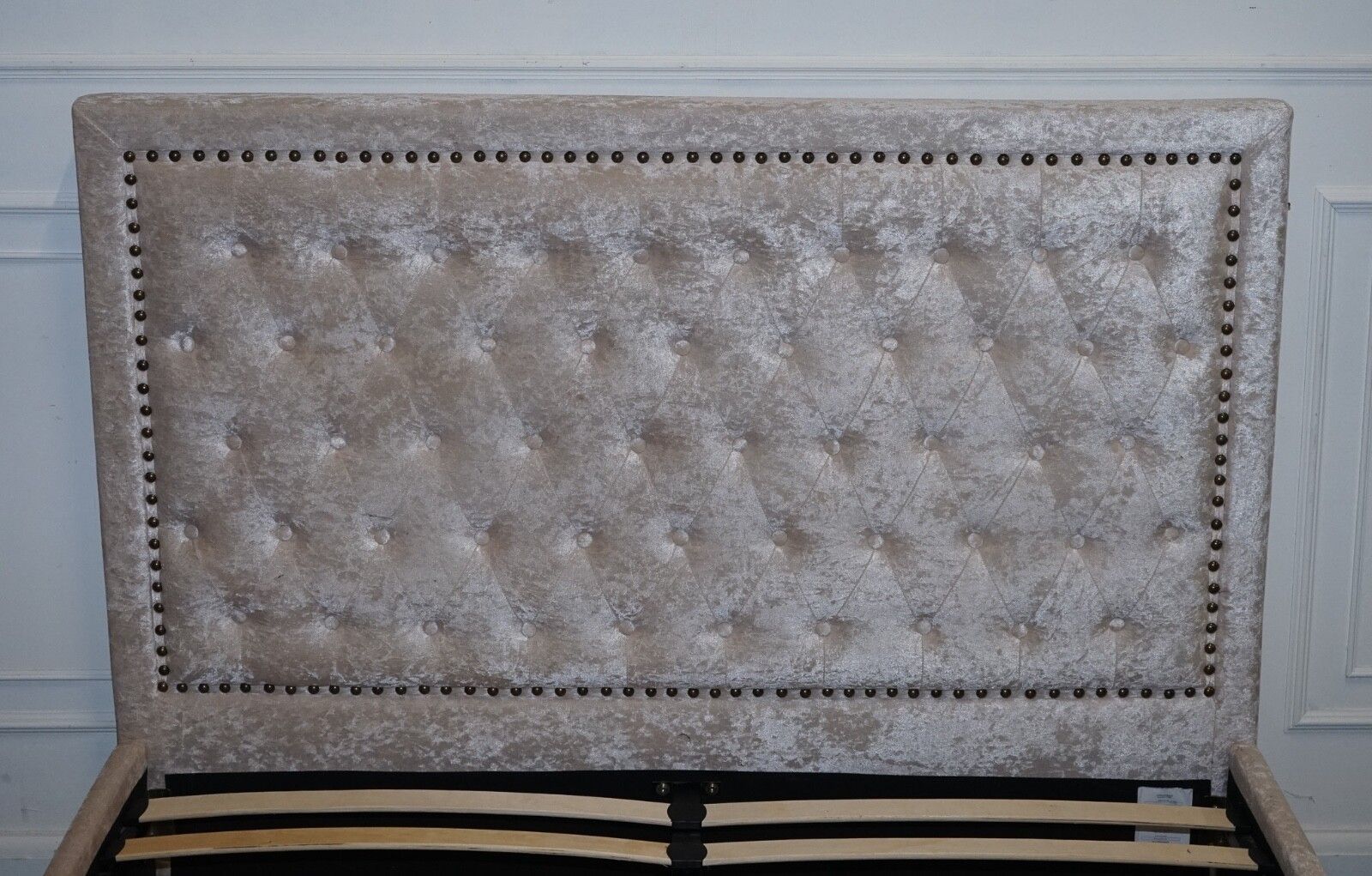 Beautiful Baby Pink Velvet Double Bed Frame photo vinterior