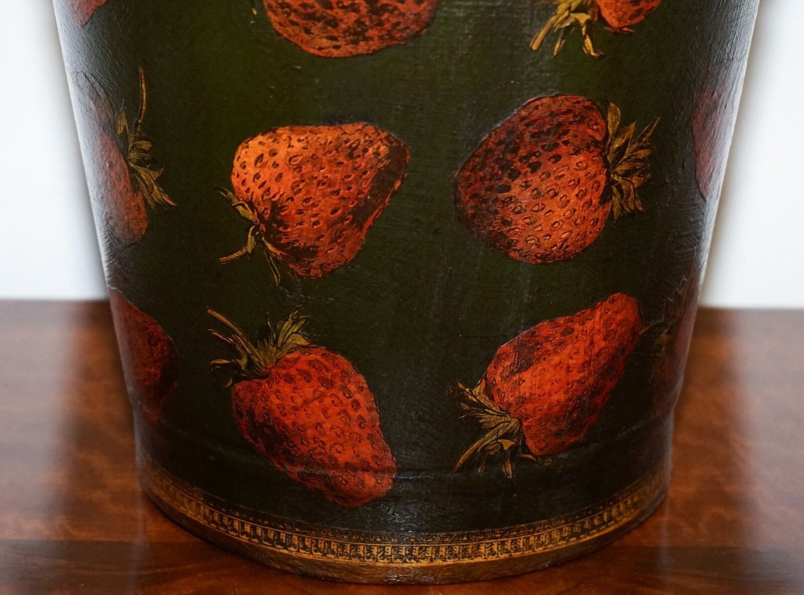 Vintage Metal Traditional Decoupage Bin Or Planter Bucket Strawberry Decorations photo buy