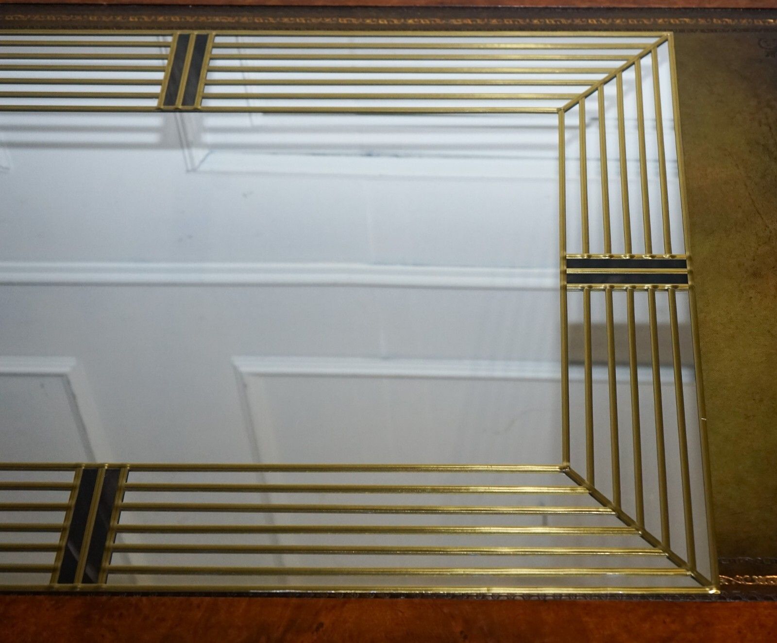 Decorative Art Deco Style Hand Leaded Golden Wall Mirror By Lawson Glassworks photo for sale