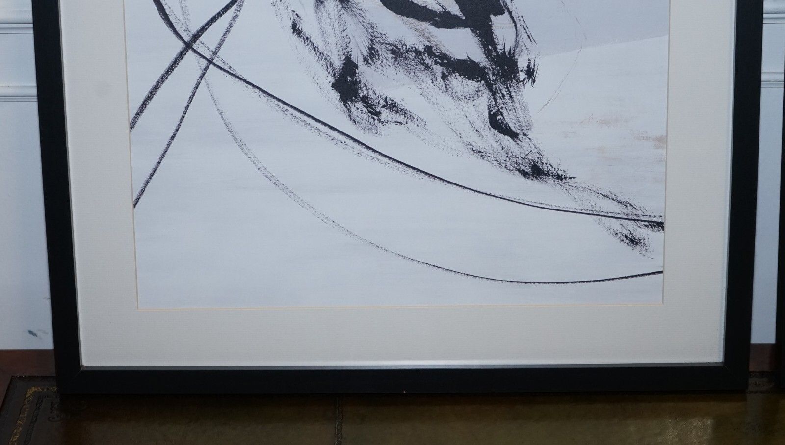 Pair Of Modern Art Charcoal Style Wall Paintings  Black Frame 1/2 photo vinterior