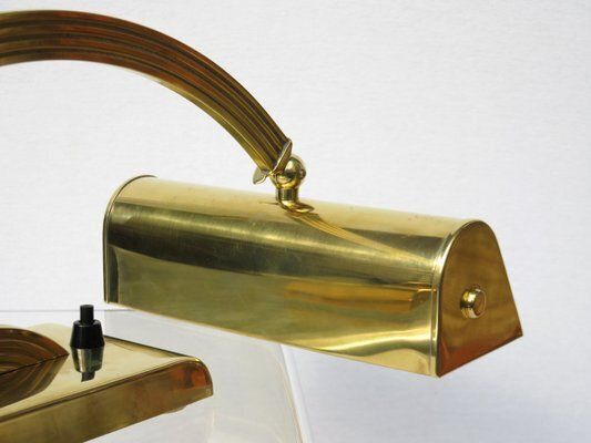photo furniture Elegant Art Deco Piano Lamp In Polished Brass, 1920s