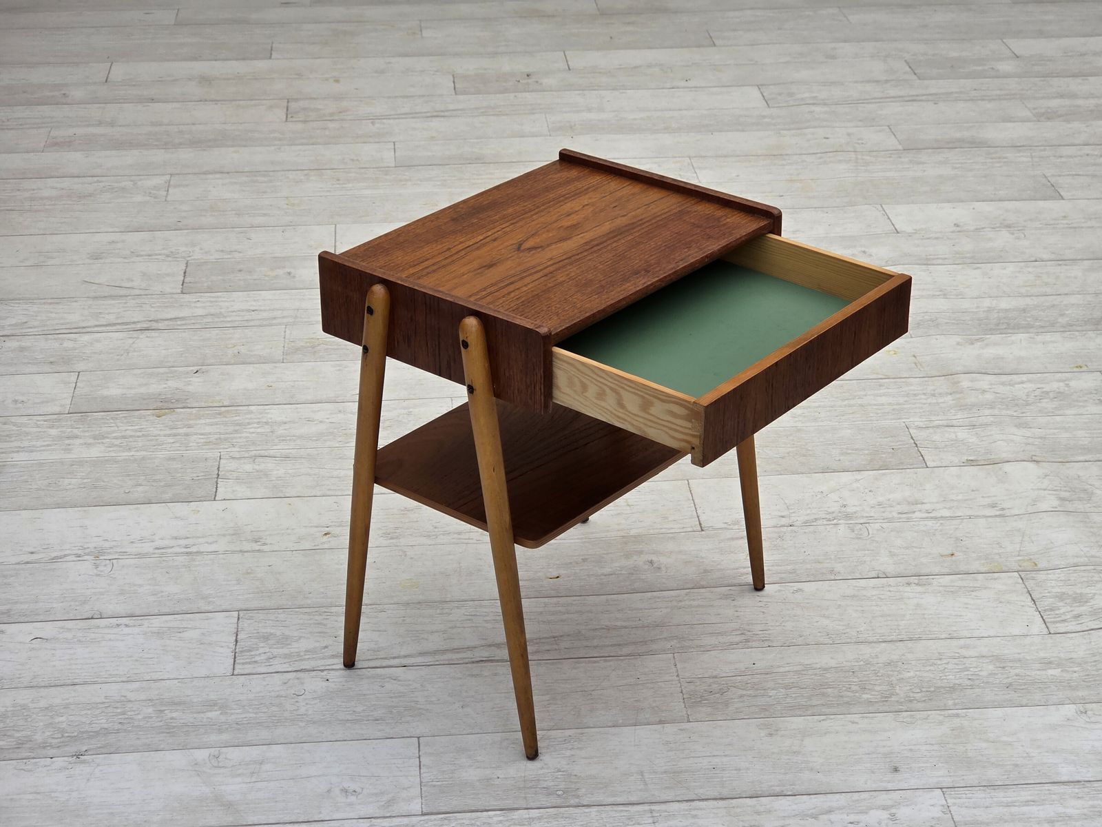 1970s, Swedish Side Table By Ab Carlstrom With Drawer, Teak Wood. photo vintage