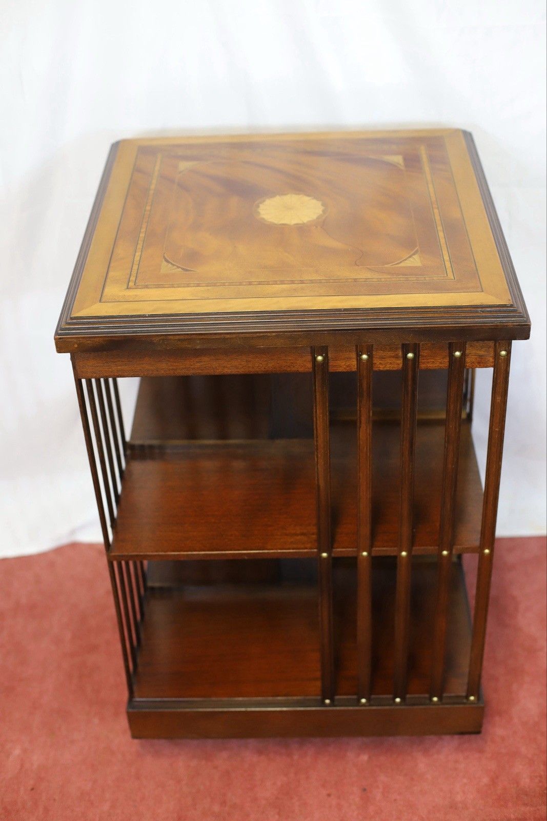 Lovely Edwardian Mahogany Inlaid Revolving Bookcase photo Furniture