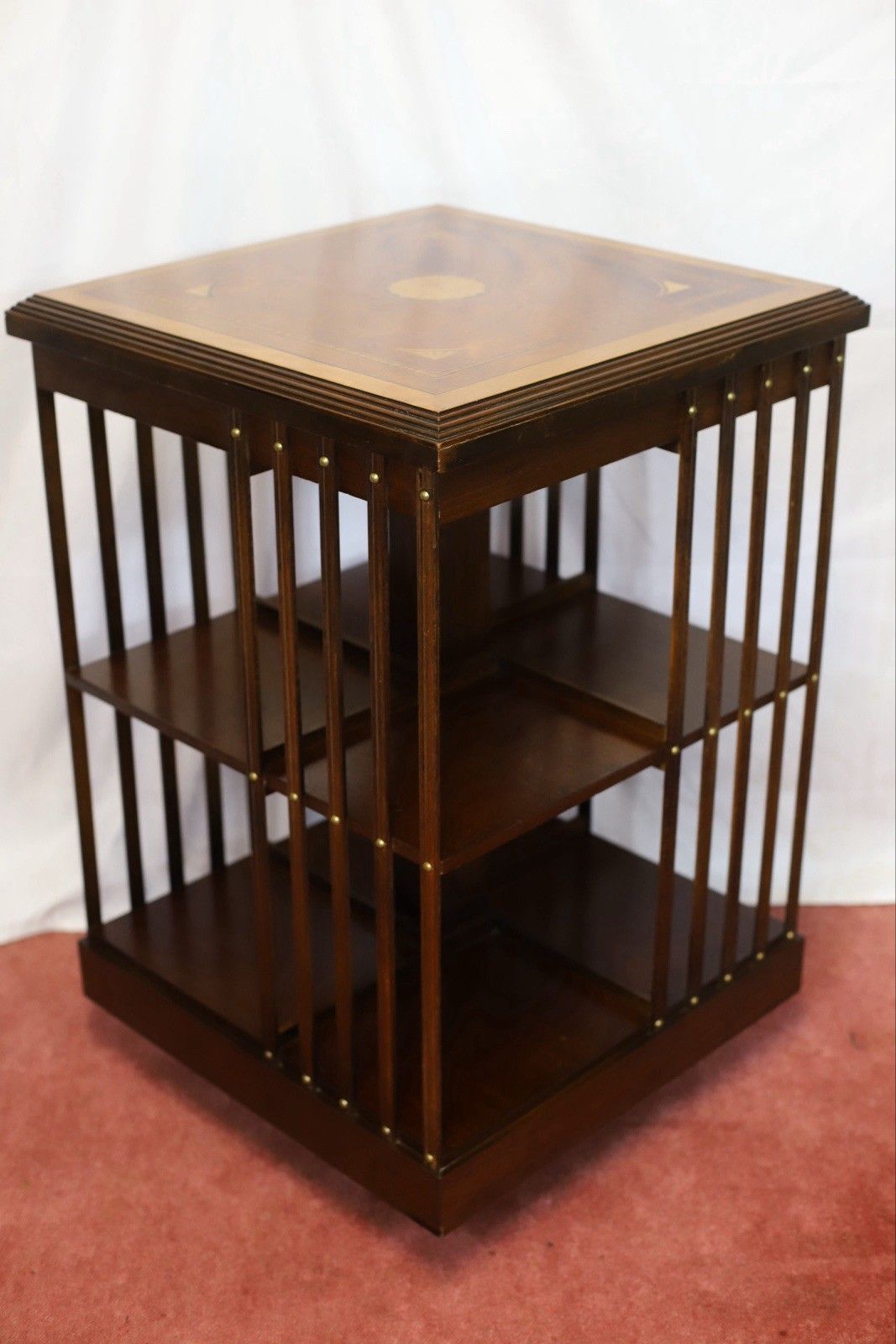 photo for sale Lovely Edwardian Mahogany Inlaid Revolving Bookcase