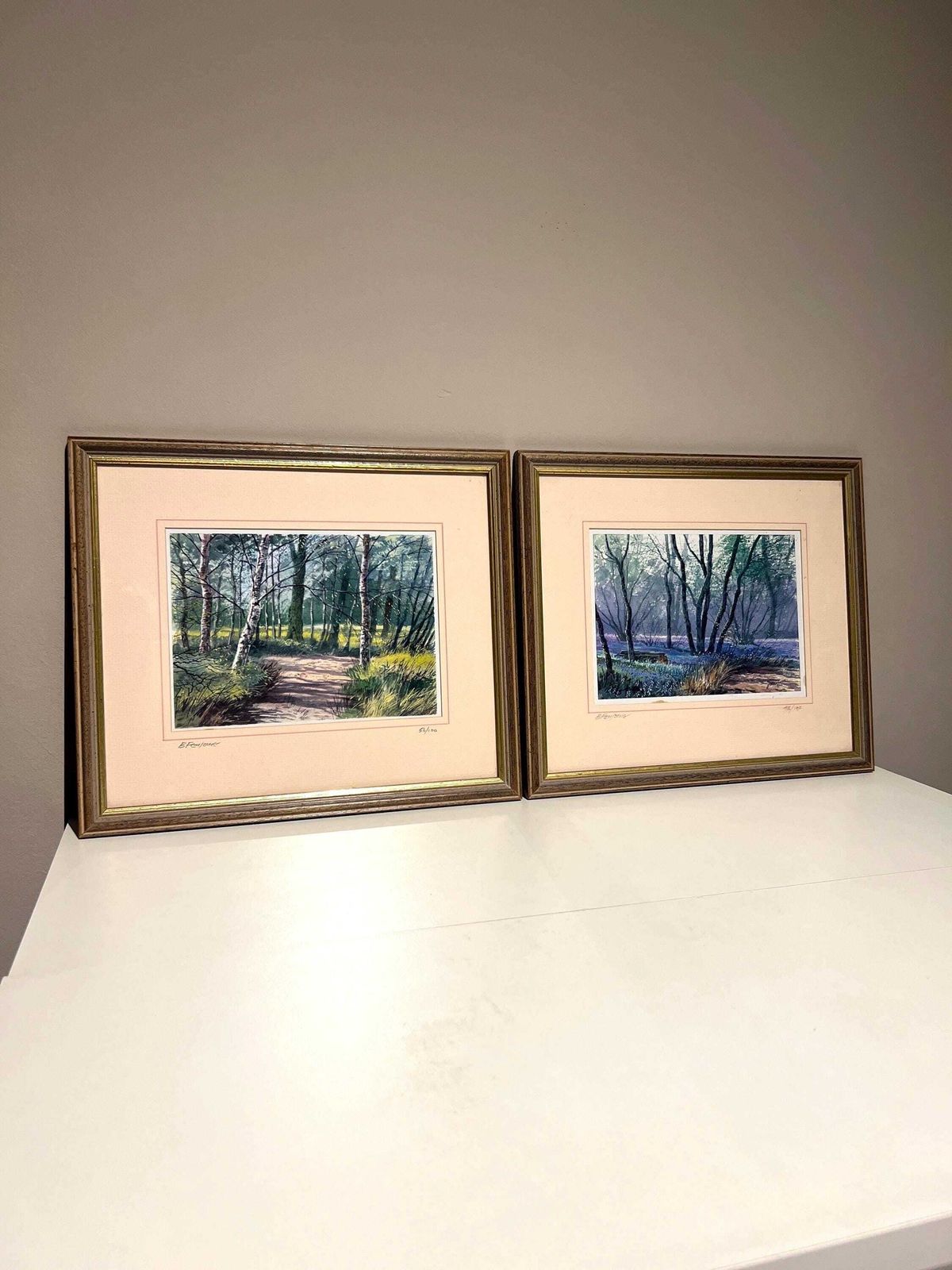 Set Of 2 Signed Limited Edition Brian Fensome Prints – Waresley Wood & Gamlingay Wood