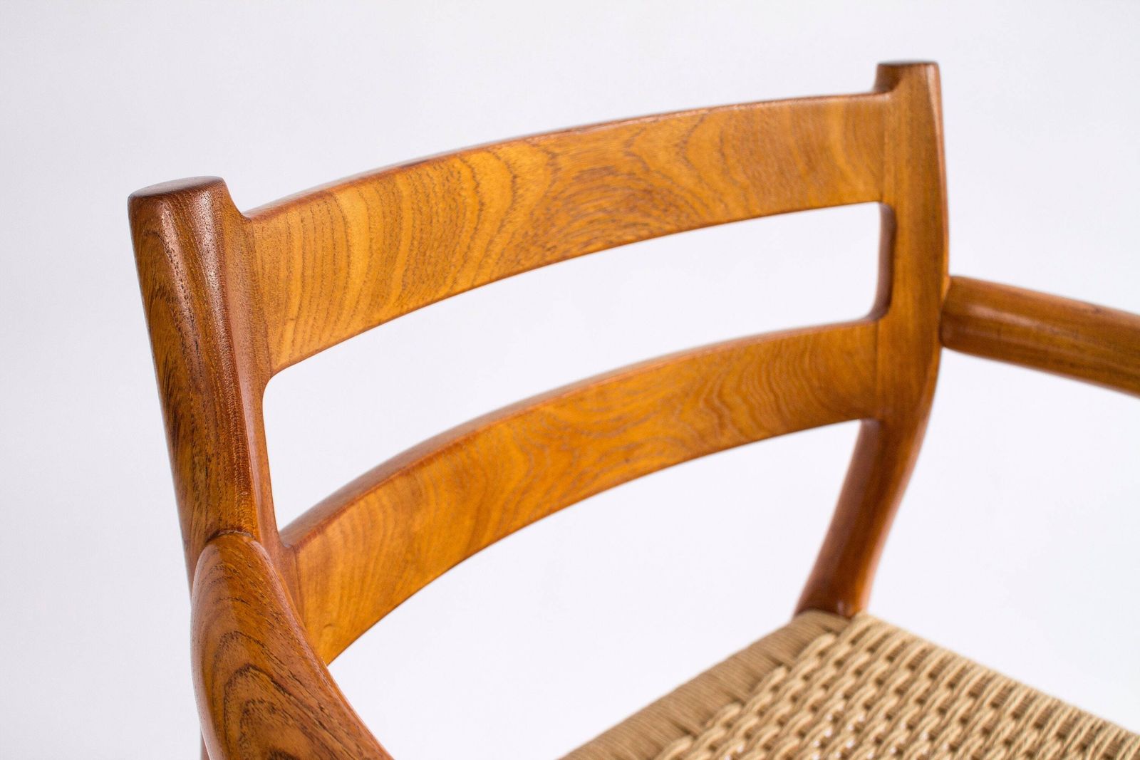 1 Of 2 Niels Moller Model 67 Armchair, 1976 – Restored Teak & Danish Cord Weaving photo 1012.0