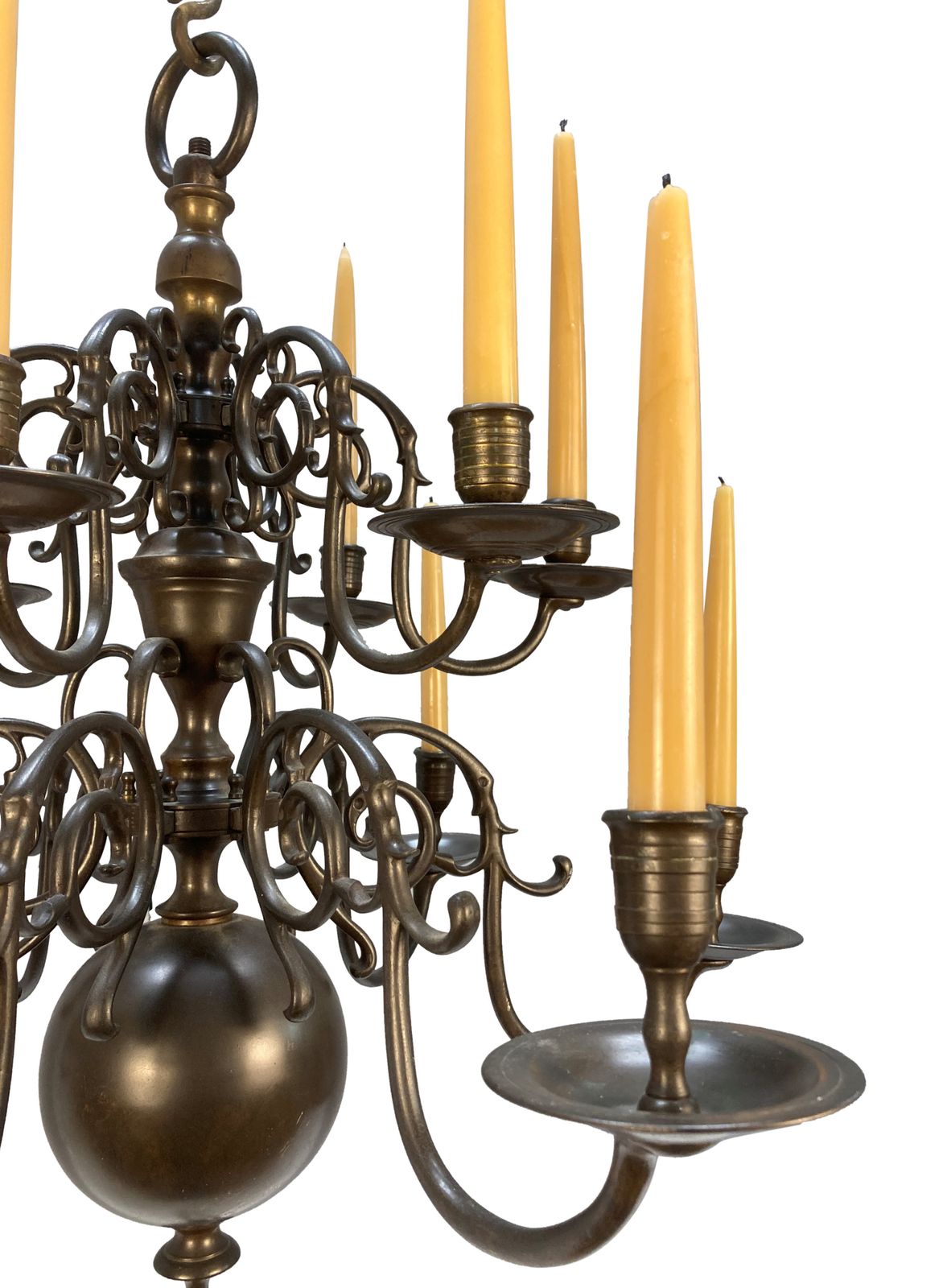 A XIX Century English Bronze Chandelier In The Dutch Taste photo for sale