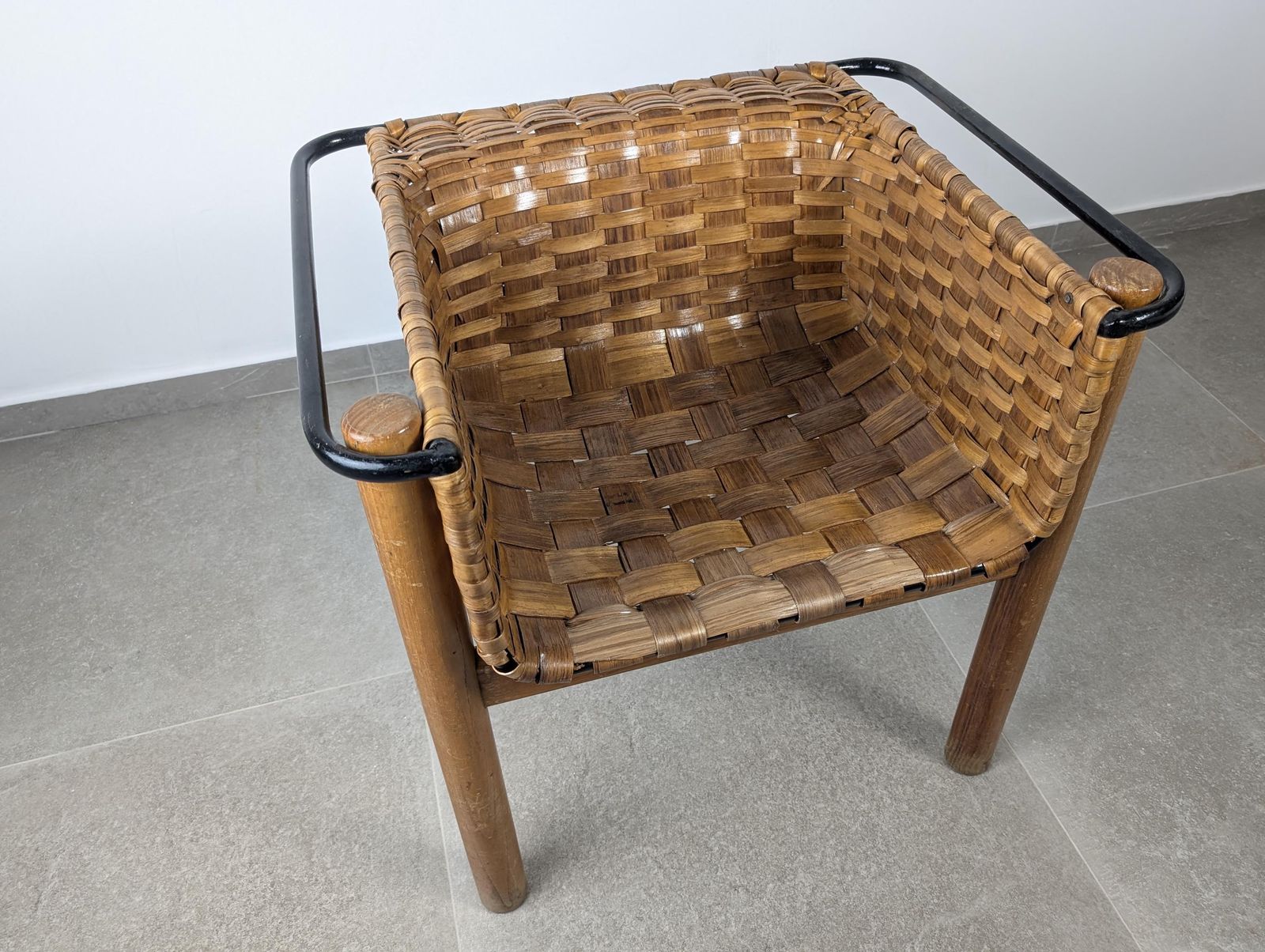 Handcrafted Braided Chestnut Chair, National Crafts Award, Spain, 1980s photo vintage