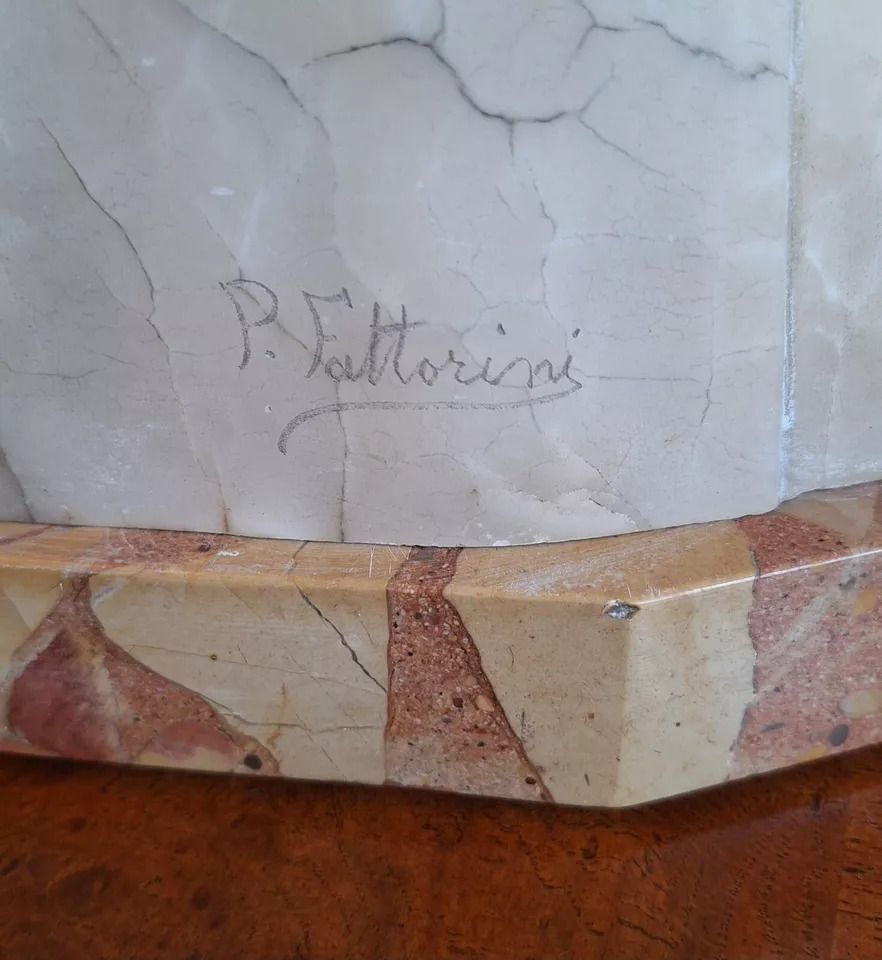 Antique Fattorini Bust Of Young Women On Marble Base Signed photo for sale
