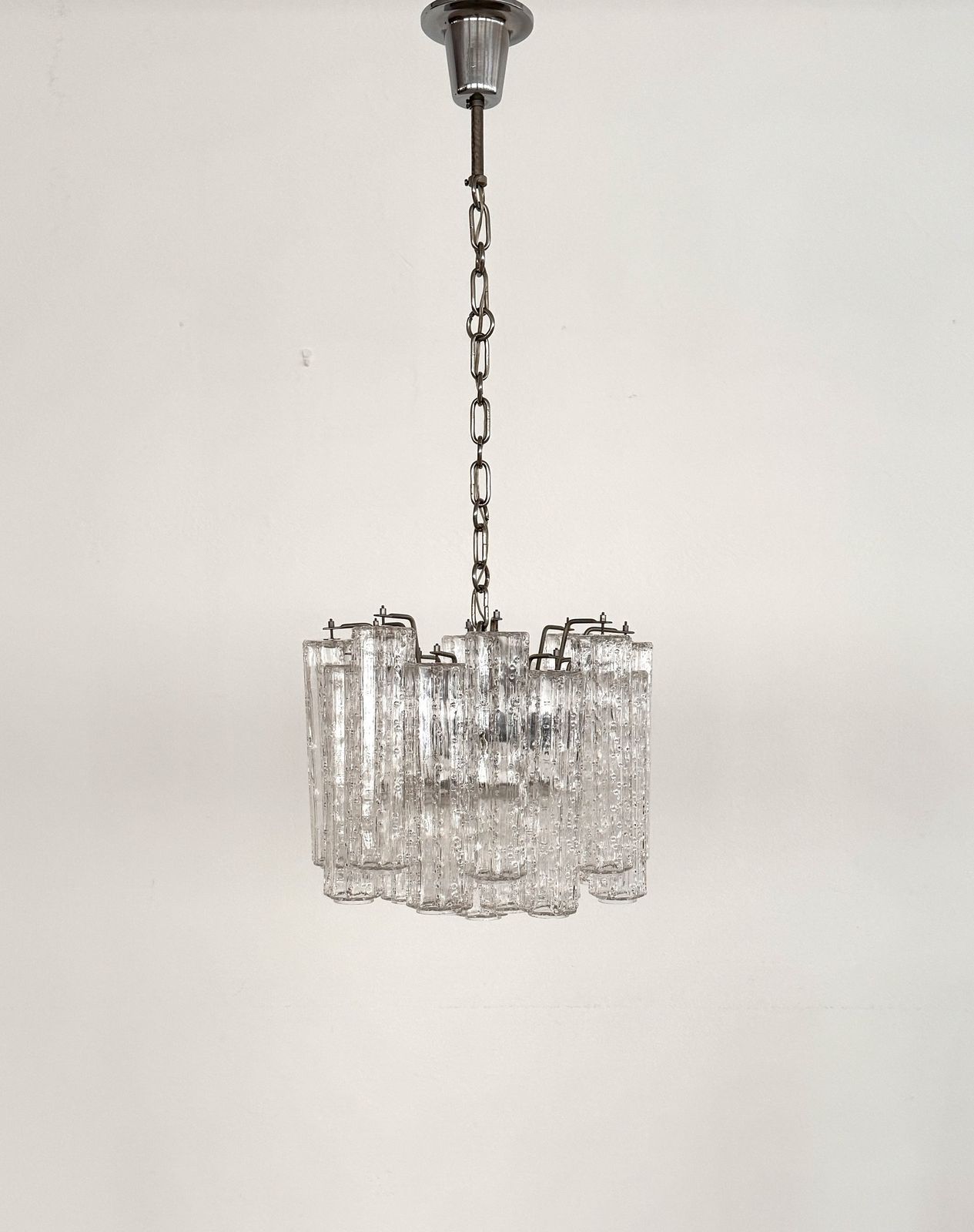 Italian Midcentury Murano Glass Chandelier With 24 Glass Tubes, 1960s photo Lighting
