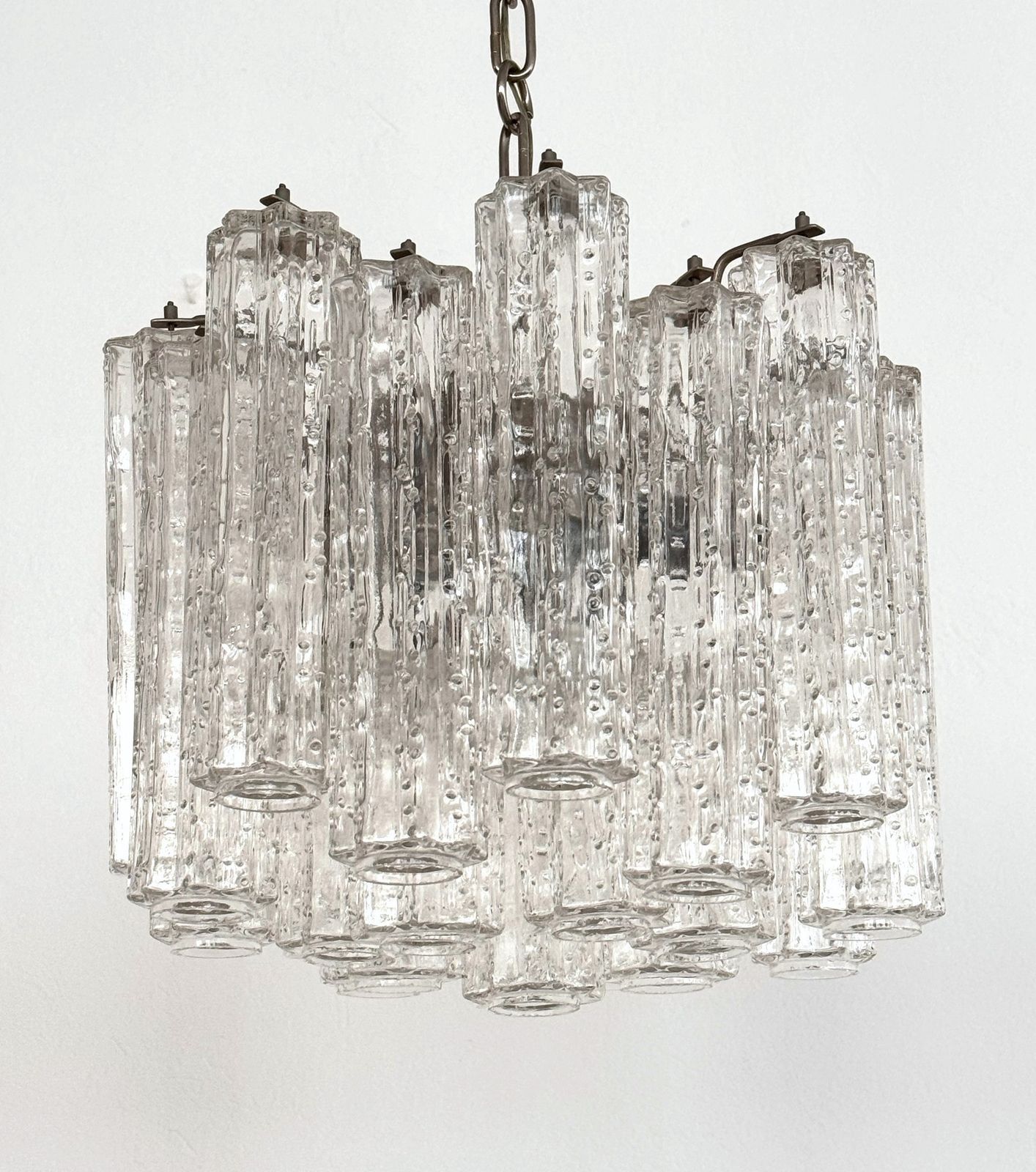 Italian Midcentury Murano Glass Chandelier With 24 Glass Tubes, 1960s