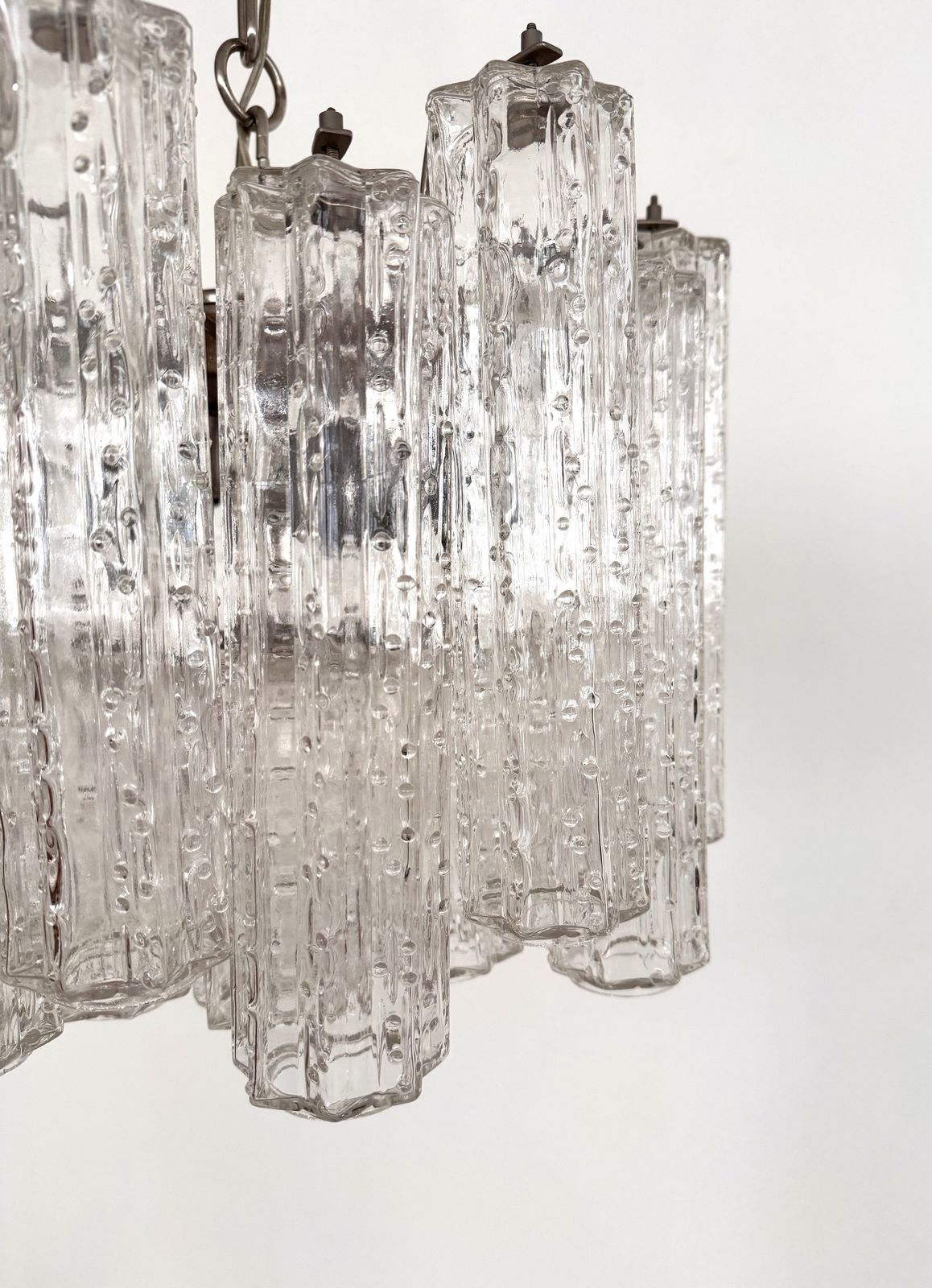 Lighting Italian Midcentury Murano Glass Chandelier With 24 Glass Tubes, 1960s photo