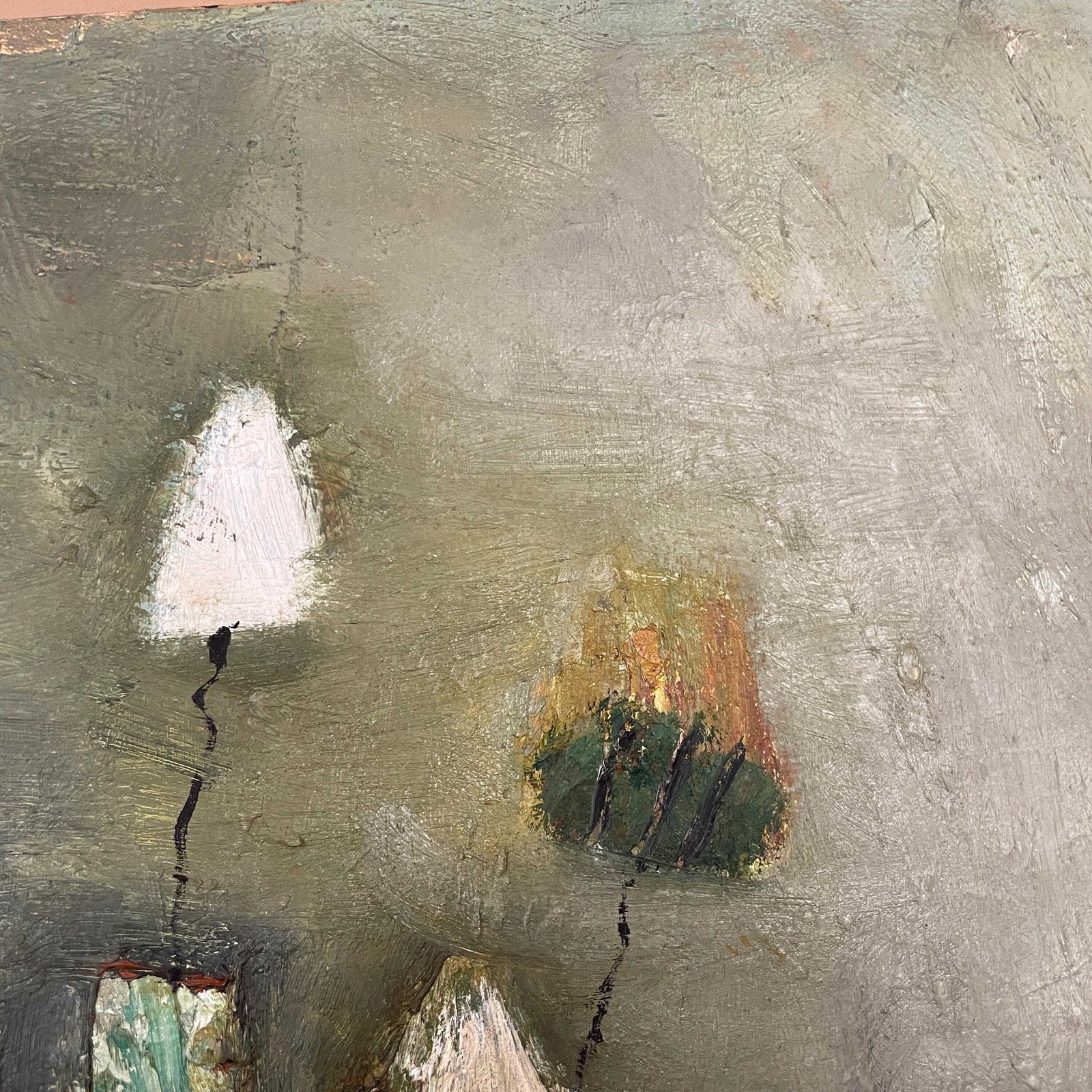 Vintage Abstract Oil Painting Picture Unframed Dark Moody Gothic Wall Art Painted Art Original Rectangle Portrait photo vinterior