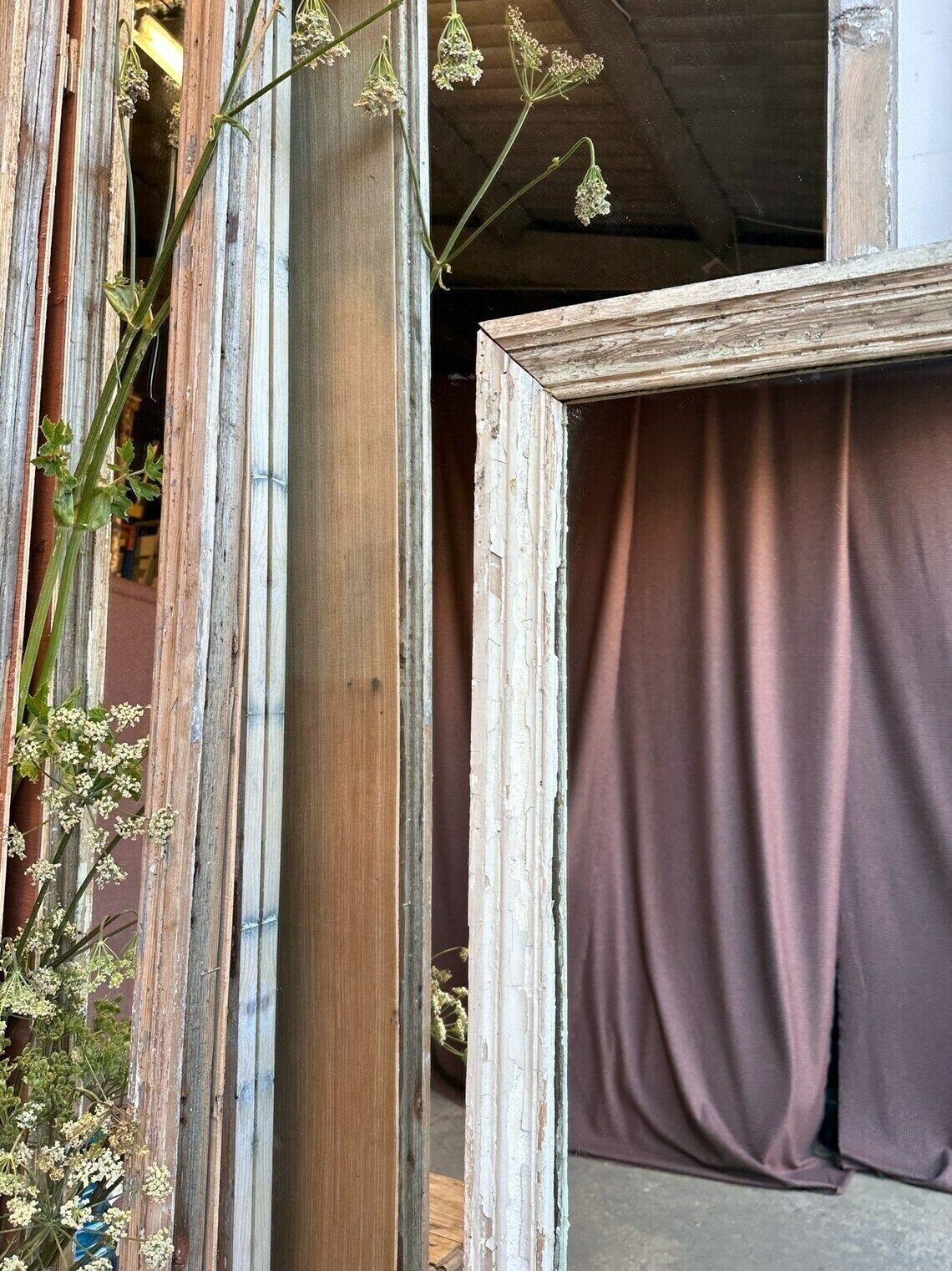 Repurposed Full Length Slim Mirrors Remade With Antique Chateau Door Frames, Original Paintwork photo furniture