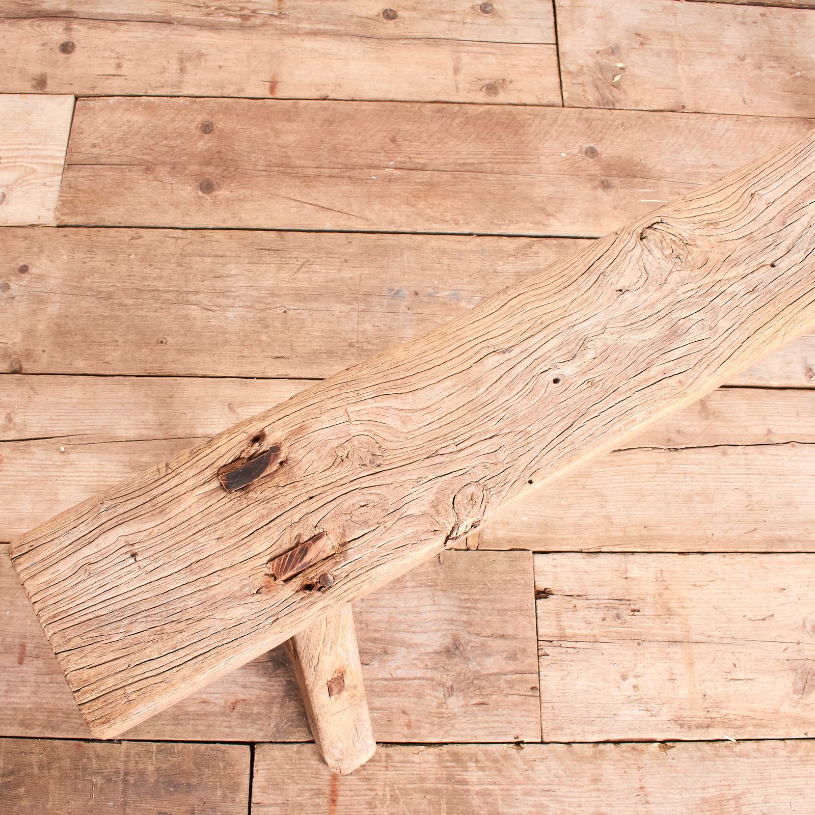Antique Reclaimed Rustic Wooden Hallway Pig Bench  Cx photo vinterior
