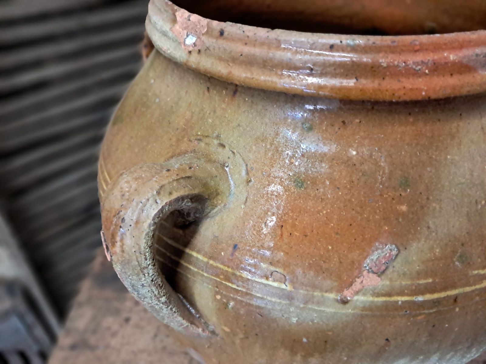 Small Spanish Olive Oil Pot, 19th Century photo Garden Decor