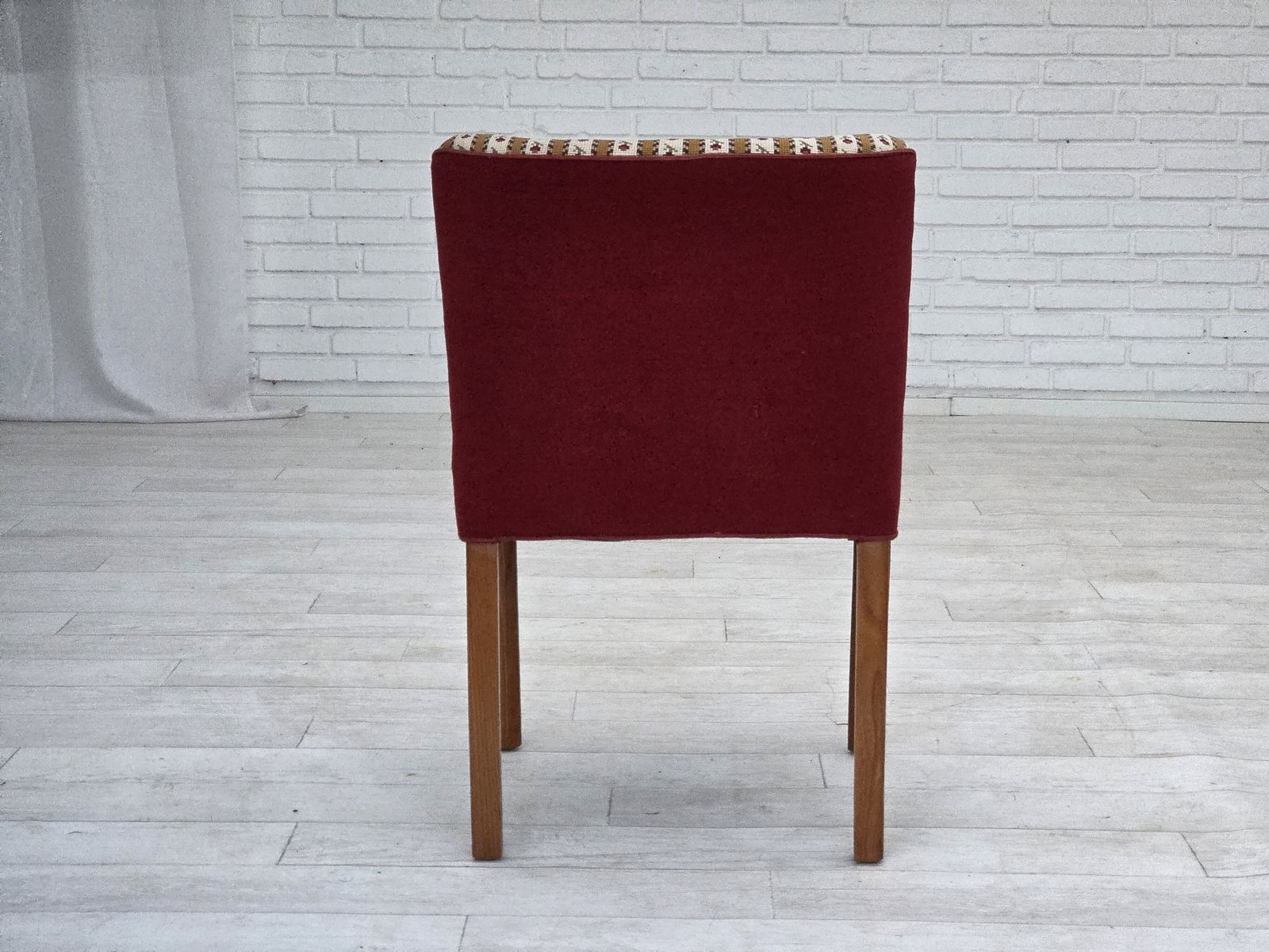 photo for sale 1960s, Set Of 2 Danish Easy Chairs, Traditional Danish Woven Wool Fabric, Ash Wood Legs.
