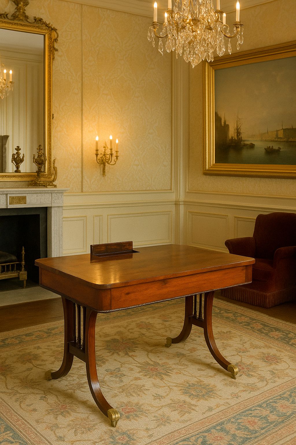 photo vinterior Regency Rosewood Library Table