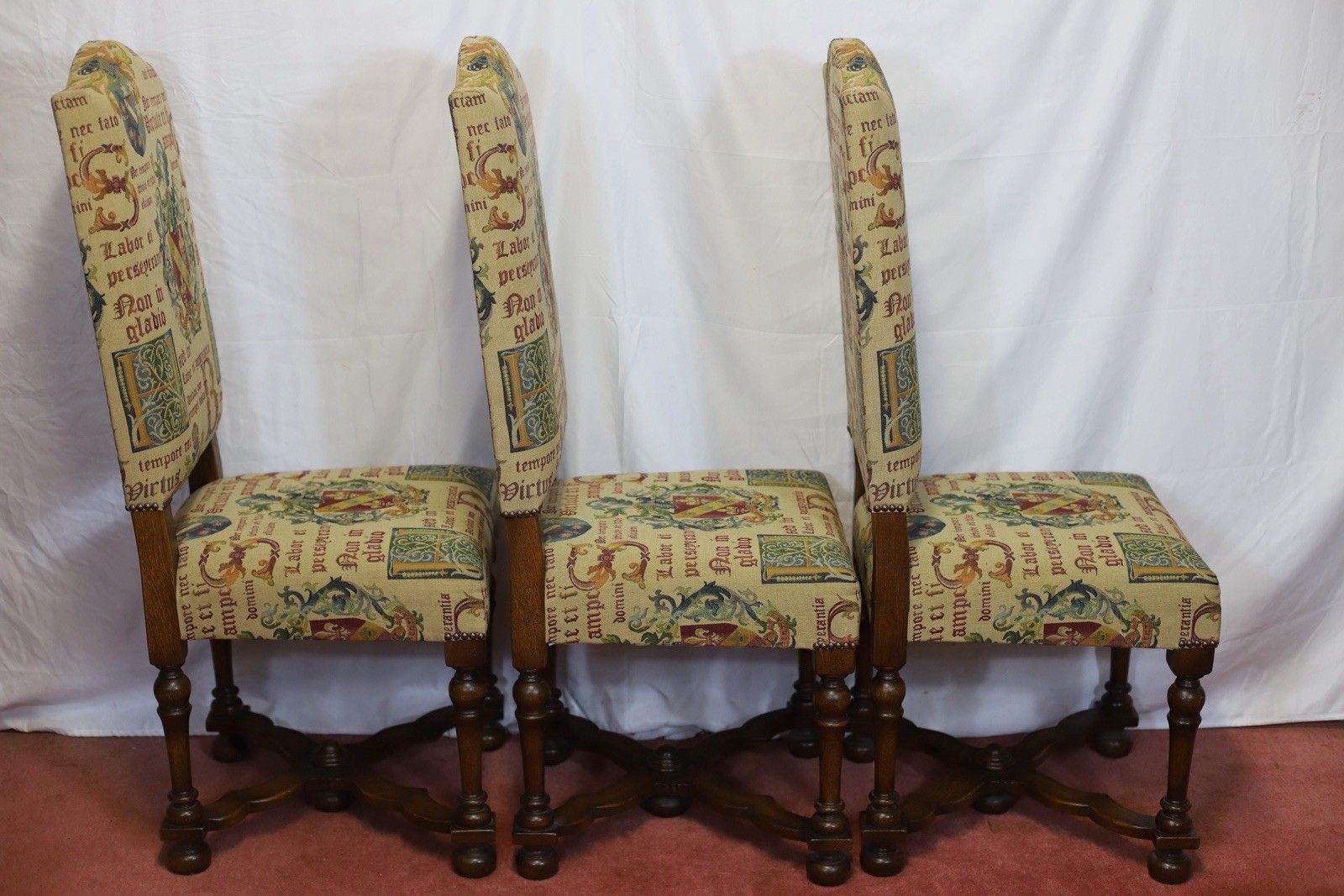 Taylor&Co Stunning Set Of Eight Oak Upholstered Dining Chairs photo 2243.0