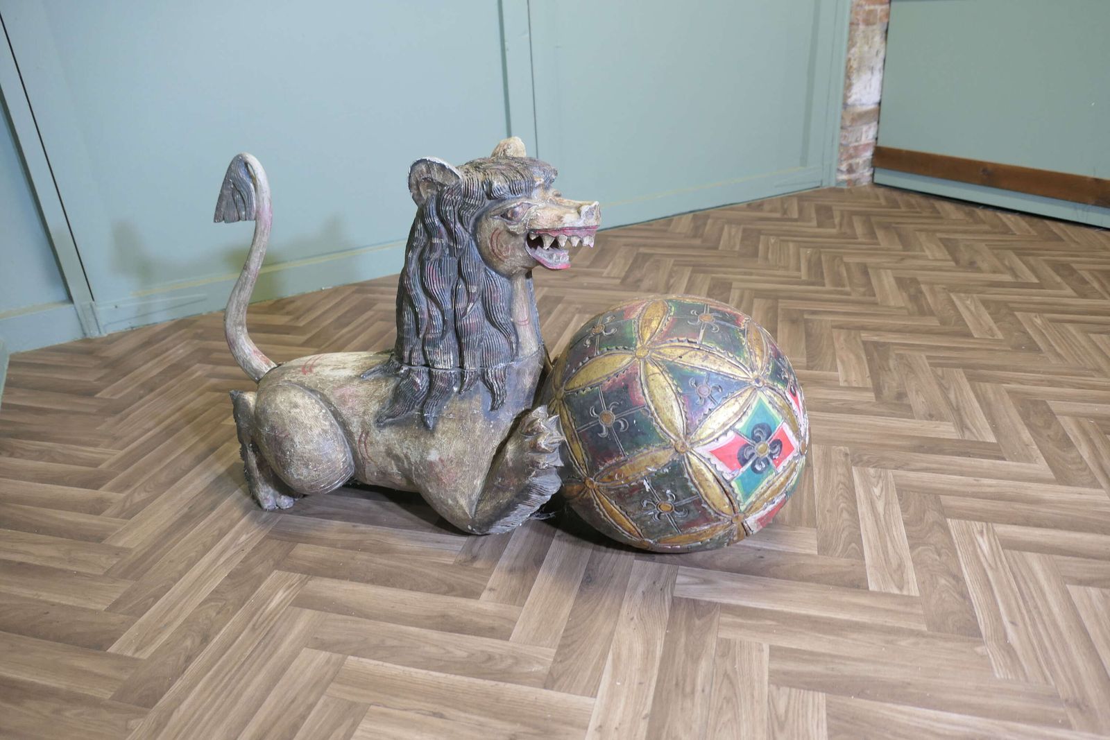 Large Carved And Painted Temple Lion, Pixiu Or Foo Dog photo furniture