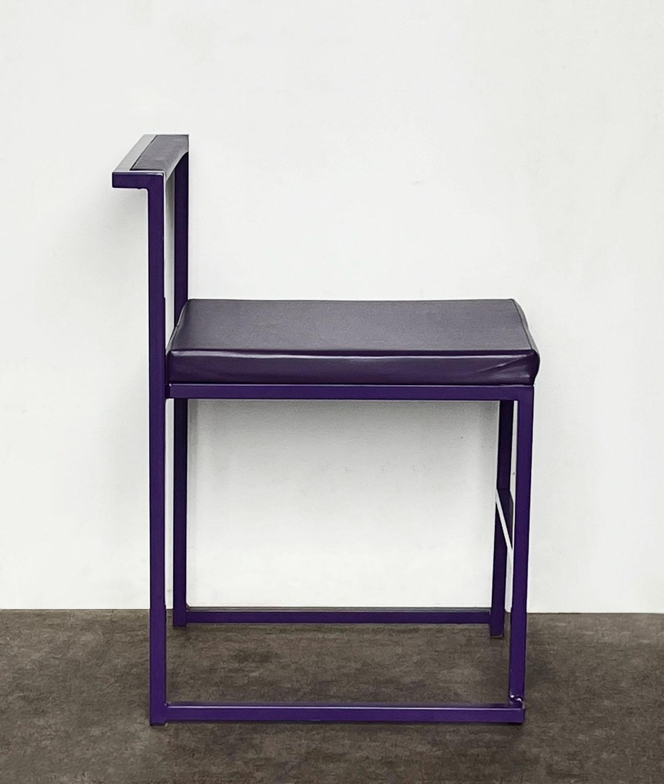 Rare Modernist Italian Purple Metal Tubular Rectangular Chair photo for sale