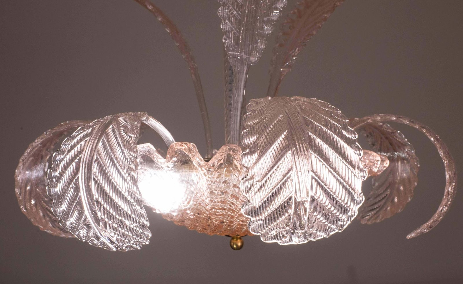 Pink Art Decò Barovier E Toso Chandelier, Murano Glass, 1950s photo vintage
