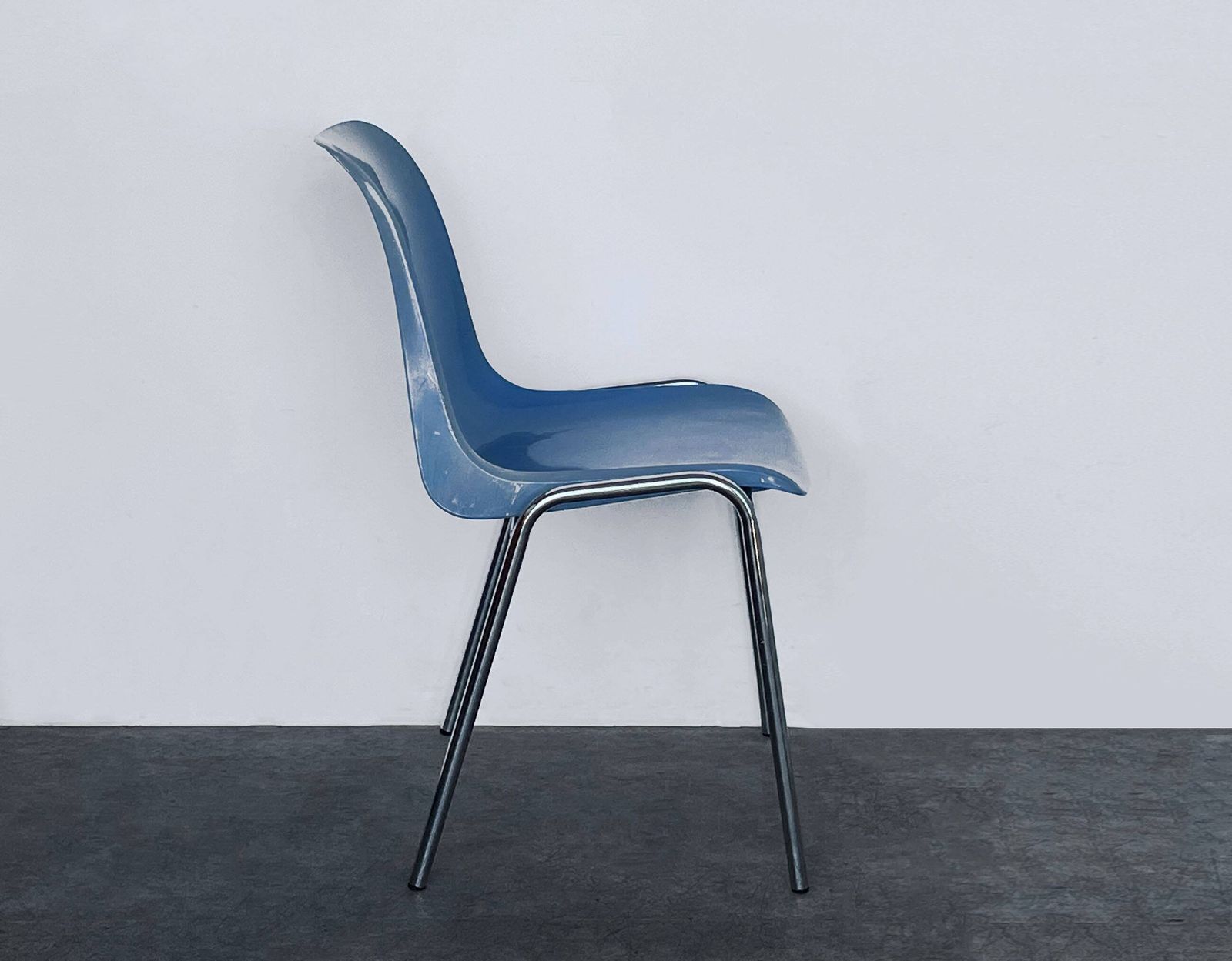 Vintage Mid Century Blue Helmut Starke Design Stacking Chairs By Primo Furniture (Eight Available) photo furniture