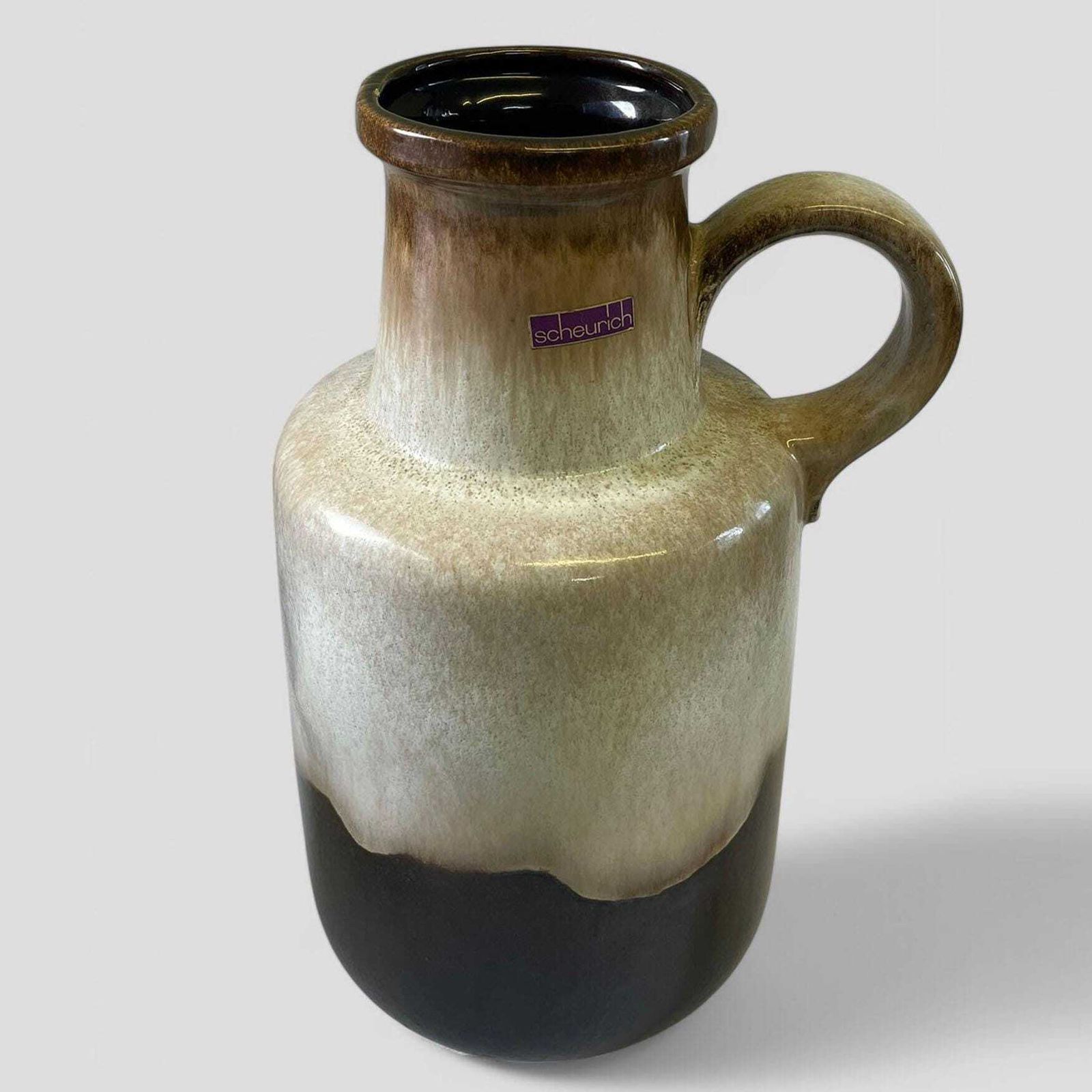 Large Mid Century Scheurich Glazed Ceramic Fat Lava West Germany Pottery Floor Vase