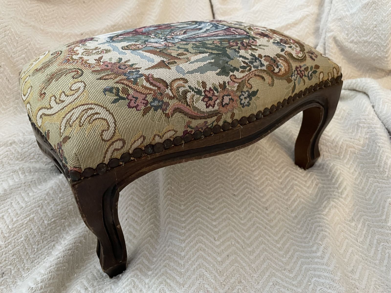 Vintage Prince And Princess Tapestry Footstool photo furniture