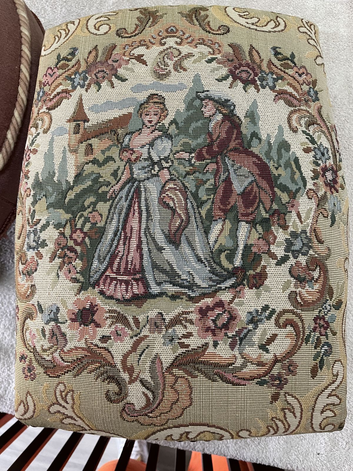 Vintage Prince And Princess Tapestry Footstool photo buy